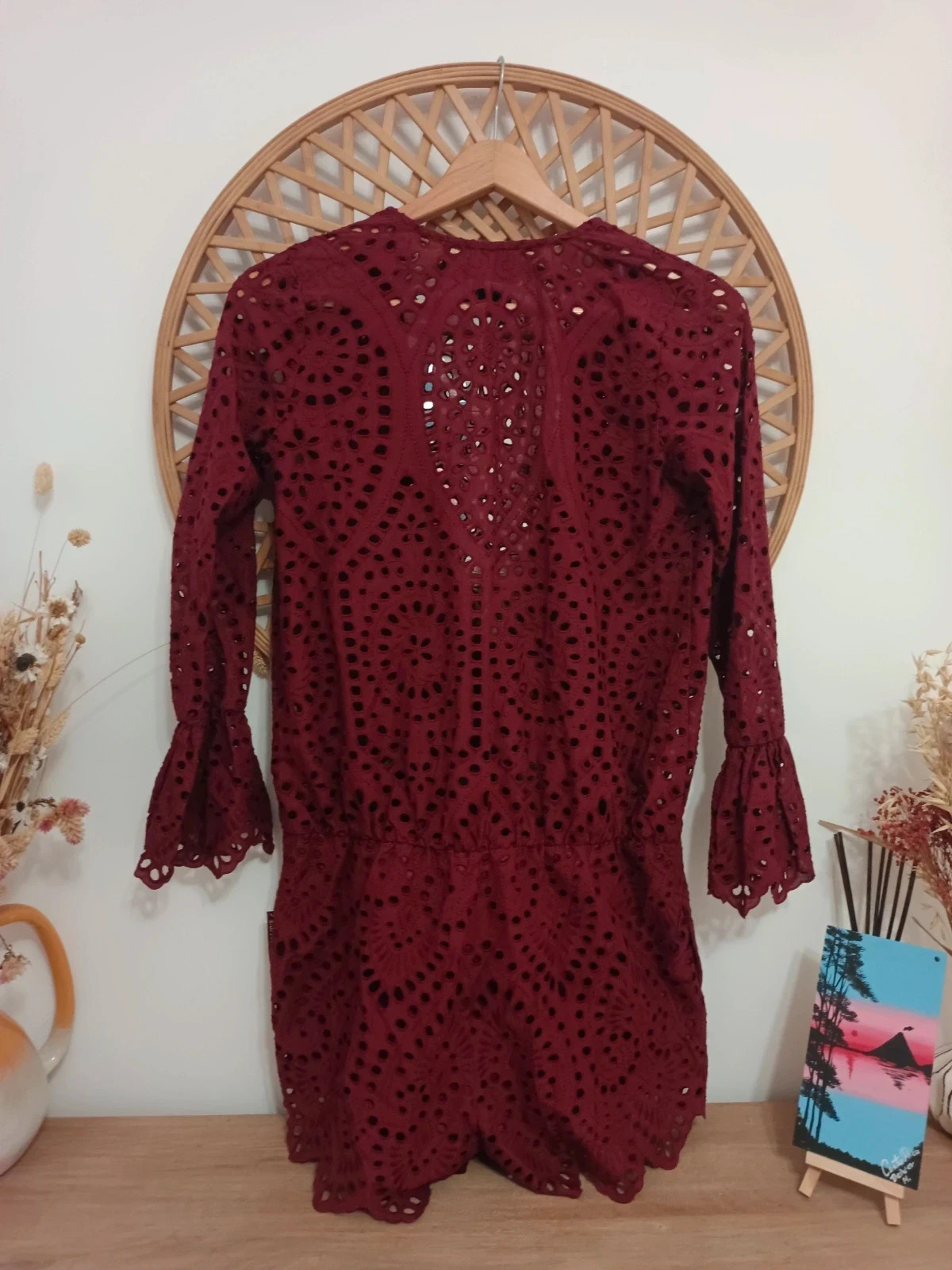 Mono corto Guts & Love granate broderie anglaise burgundy playsuit boho romántico pone XS(+grande) – Guts & Love – taille M / 38 / 10 5