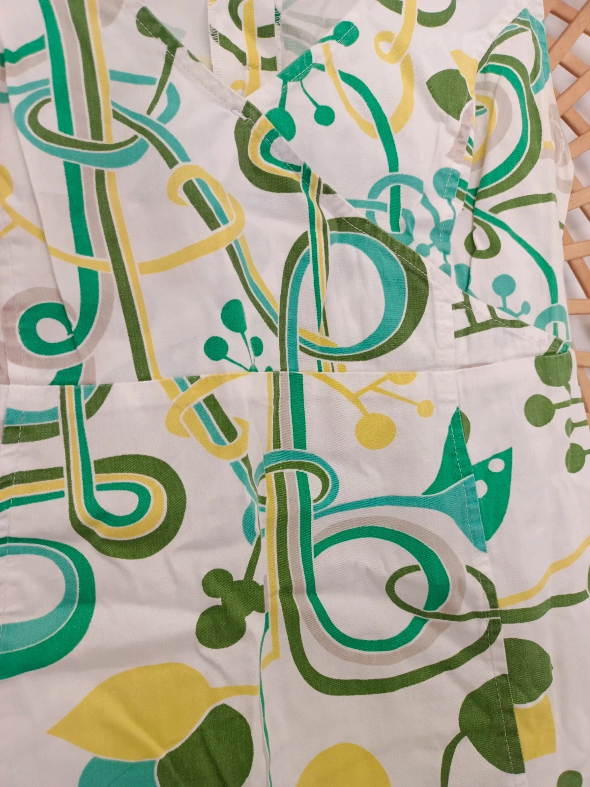 Vestido estampado Skunkfunk estilo retro geométrico verde y amarillo – Talla 1 / S – Skunkfunk – taille S / 36 / 8 5