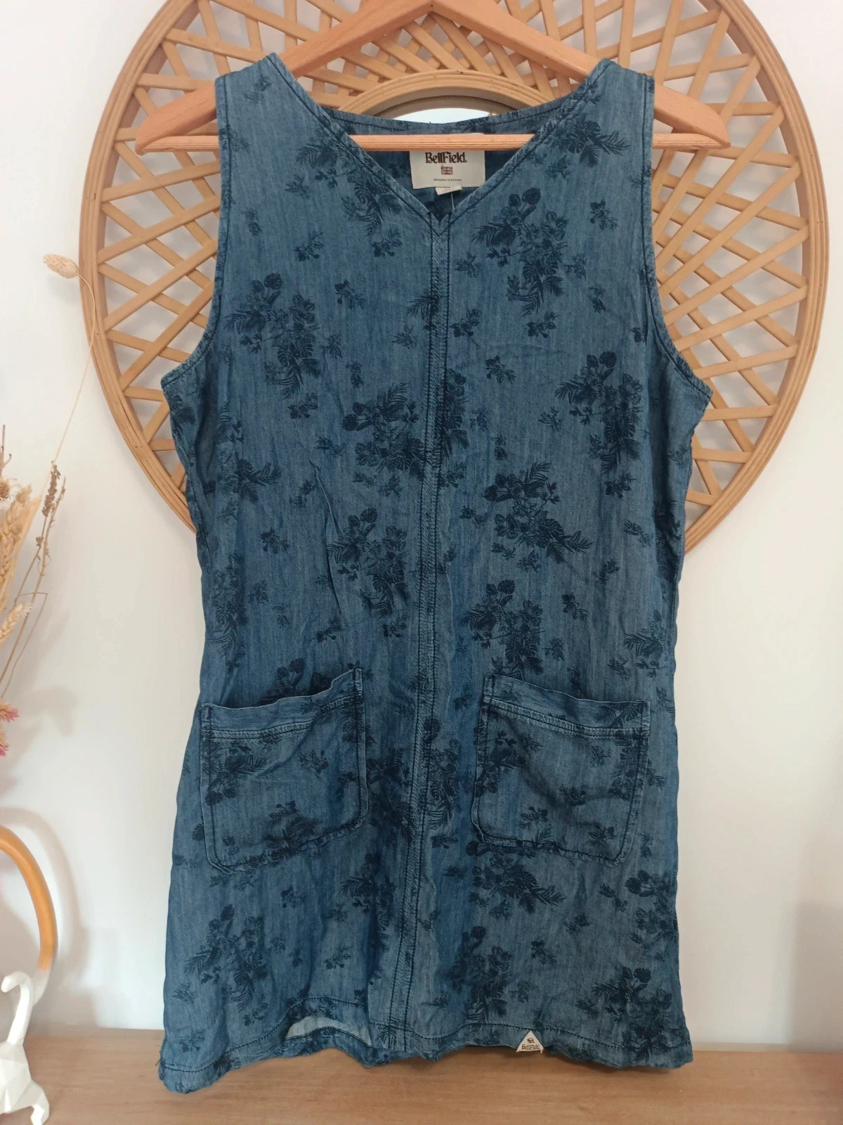 Vestido vaquero Bellfield S denim floral Tencel algodón bolsillos casual boho – Bellfield – taille S / 36 / 8 2