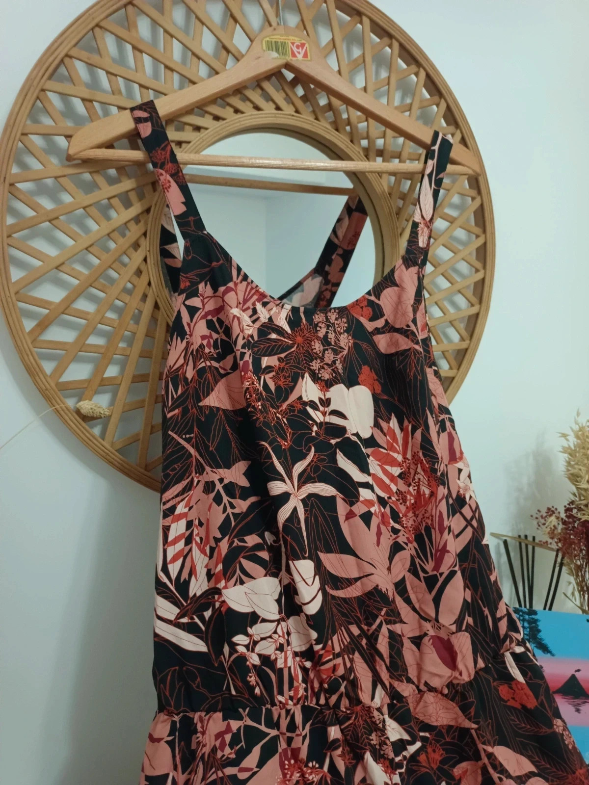 Mono largo floral Skunkfunk jumpsuit estampado botanical print modal rosa noir talla M-L nuevo – Skunkfunk – taille M / 38 / 10 3
