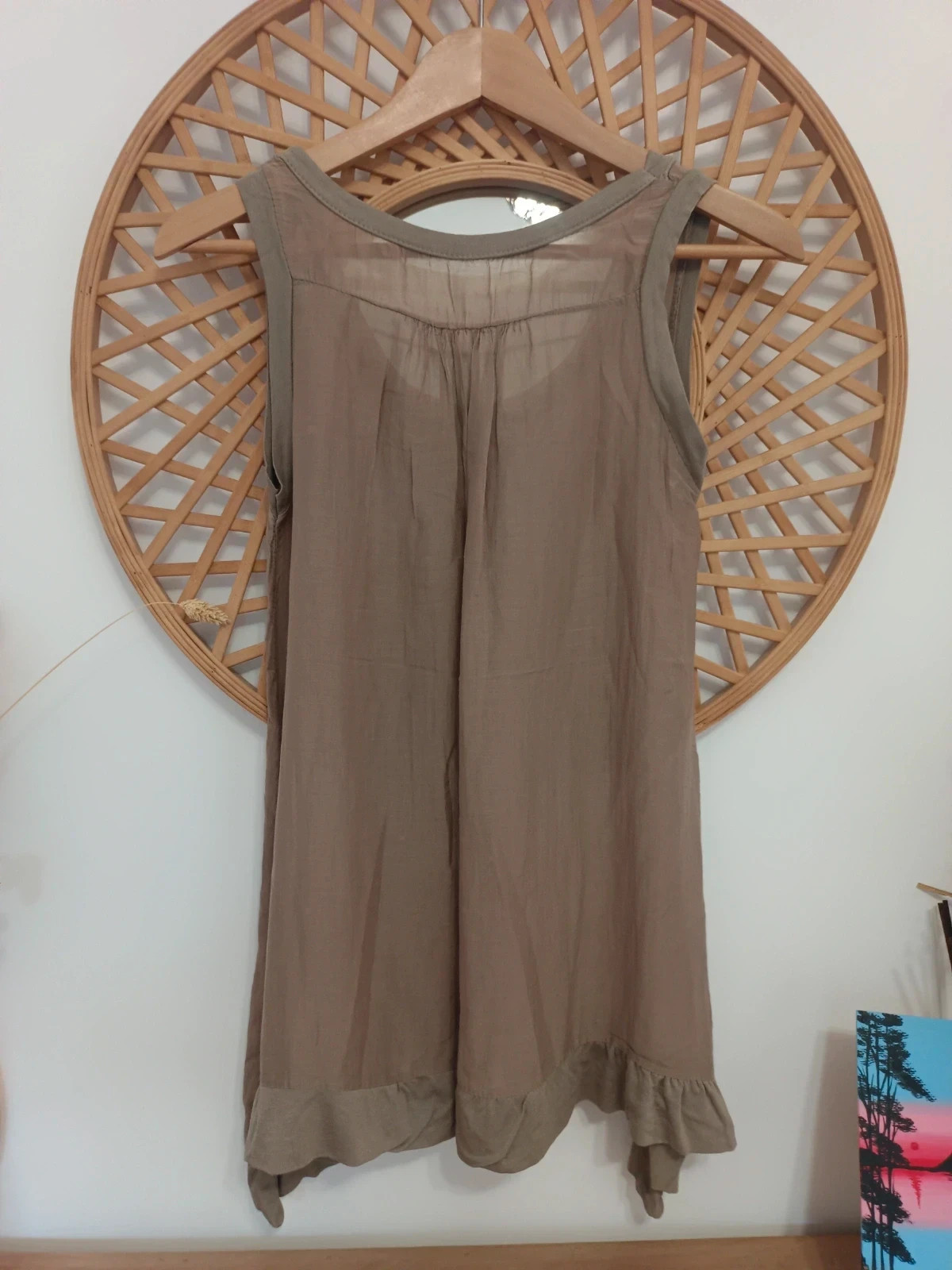 Top Seda y Viscosa Taupe Made in Italy Boho Lagenlook Asimétrico Luxury M-L – Made In Italy – taille M / 38 / 10 4