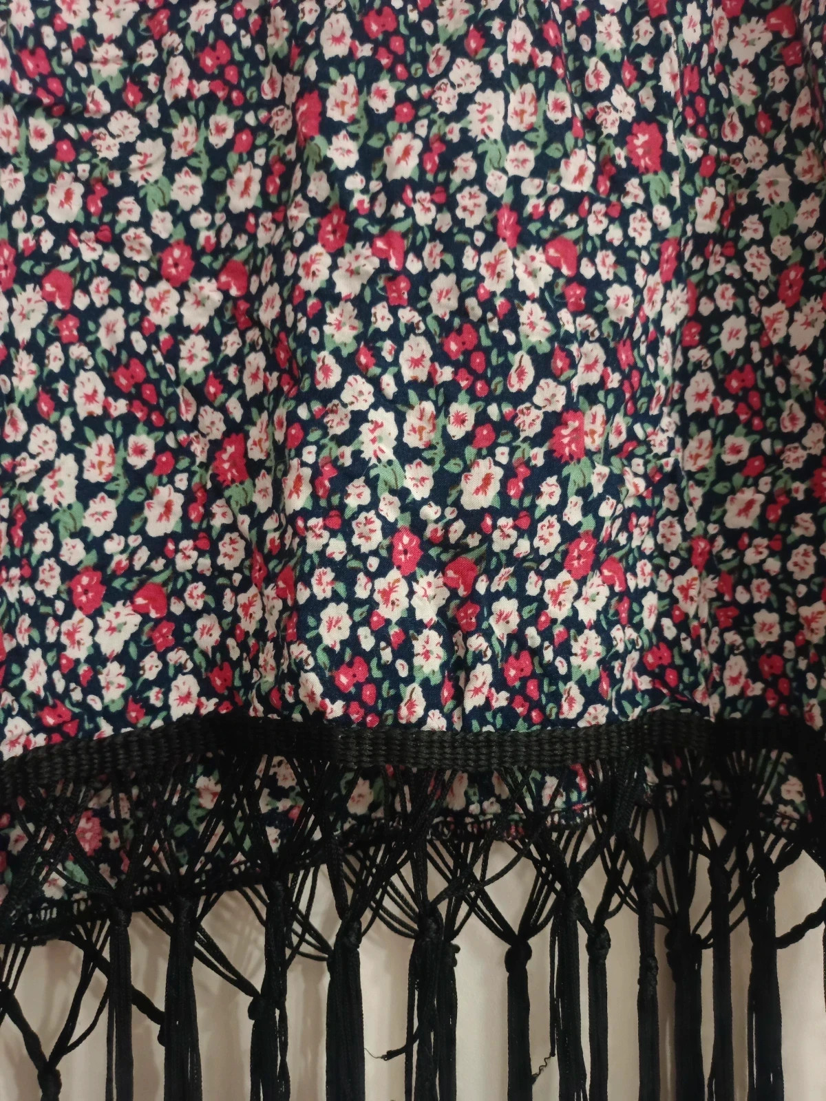 Top floral boho tirantes finos flecos negro verano festival blusa ligera mujer – Local – taille S / 36 / 8 4