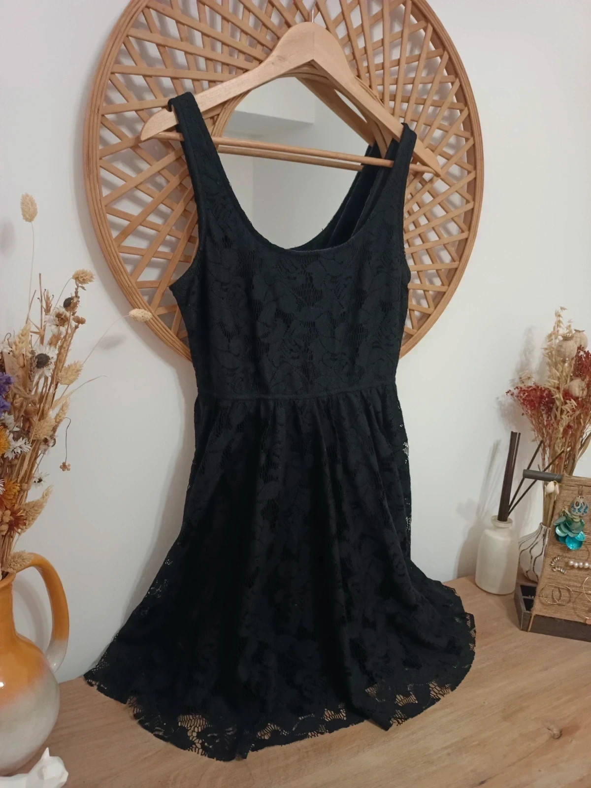 ZARA Black Lace Dress / Vestido encaje negro / Robe dentelle noire – Zara Trafaluc – taille L / 40 / 12 3