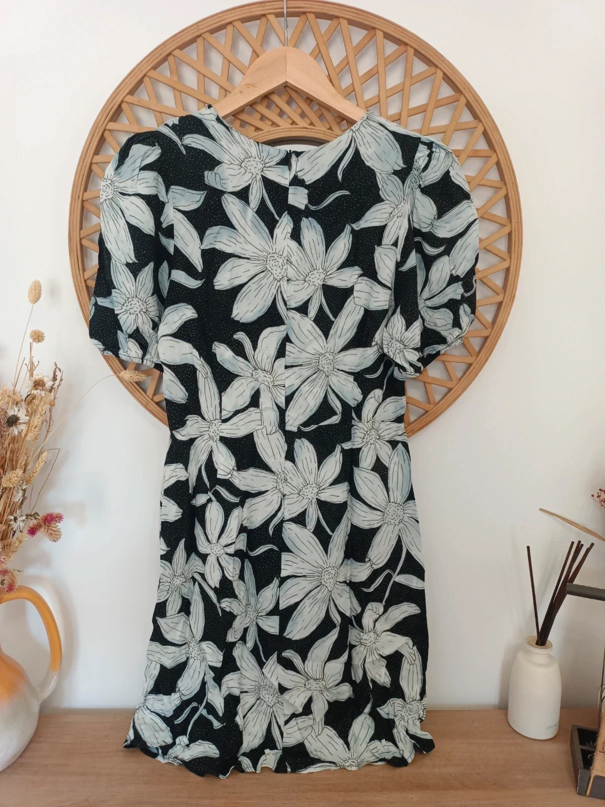Desigual Floral Dress Black White Vestido Estampado Flowers Sommer Kleid Robe Femme – Desigual – taille M / 38 / 10 3