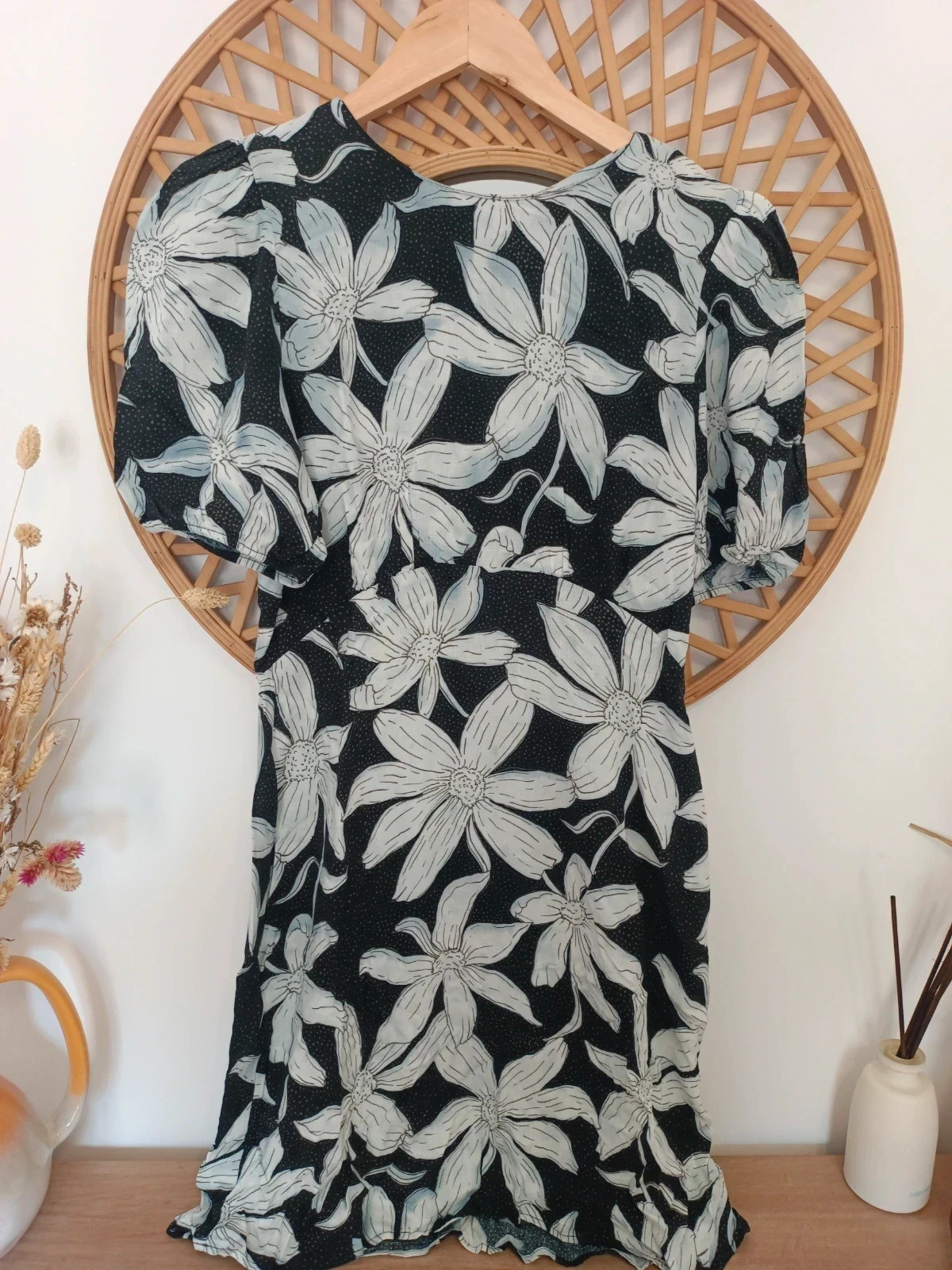 Desigual Floral Dress Black White Vestido Estampado Flowers Sommer Kleid Robe Femme – Desigual – taille M / 38 / 10 2
