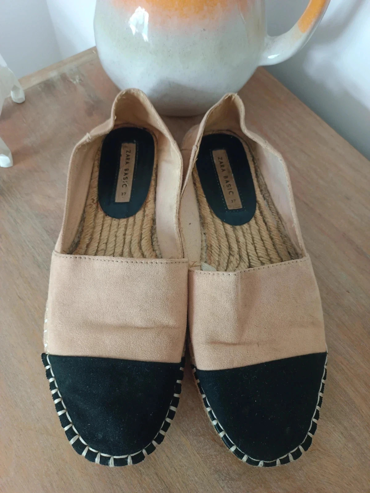 Alpargatas bicolor en tono nude y negro de Zara Basic, talla 37 – Zara Basic – taille 37 3
