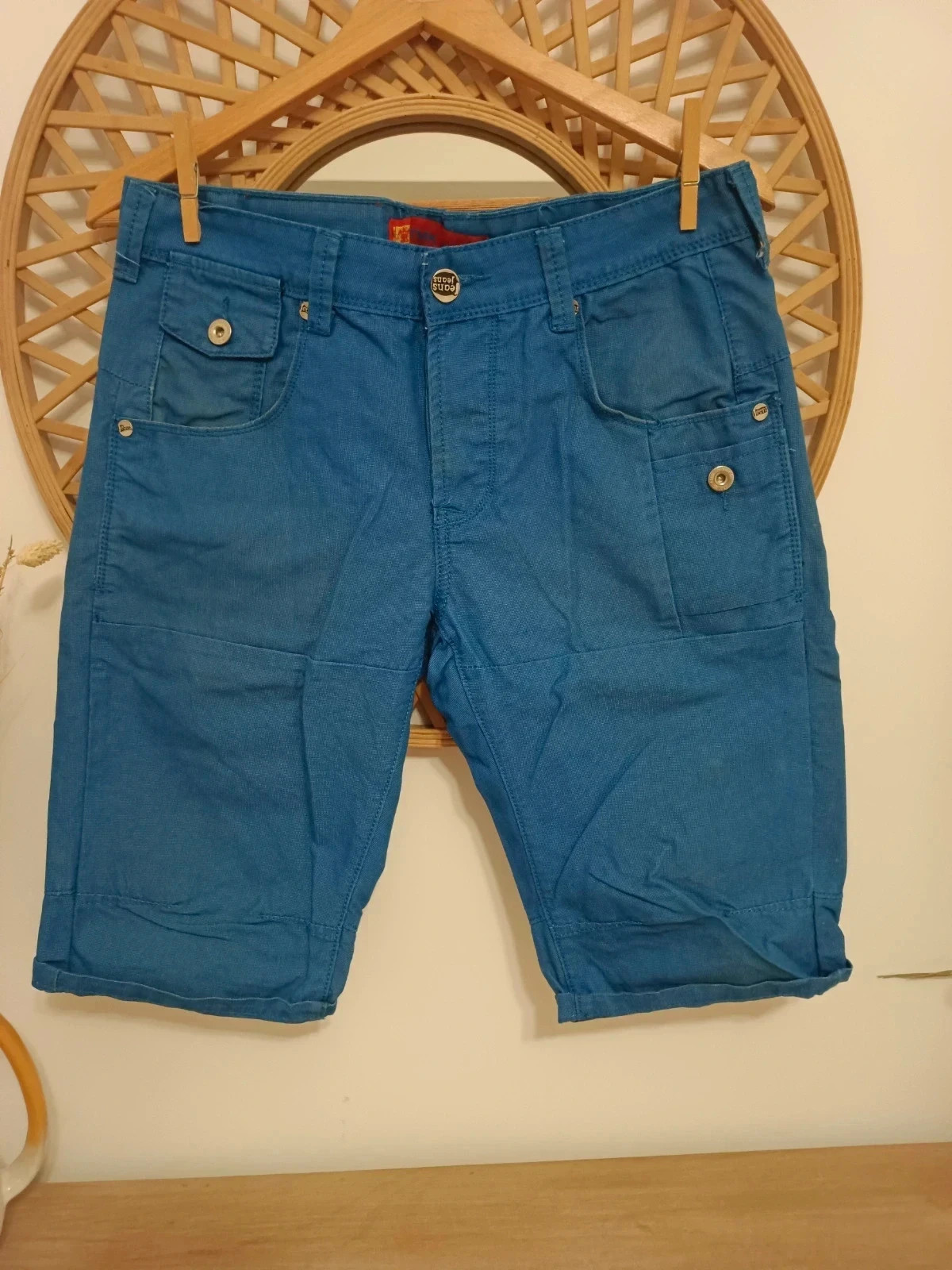 Bermuda azul de estilo casual, bolsillos traseros y delanteros, TMK vintage – TMK Jeans – taille W23 | FR 32 2