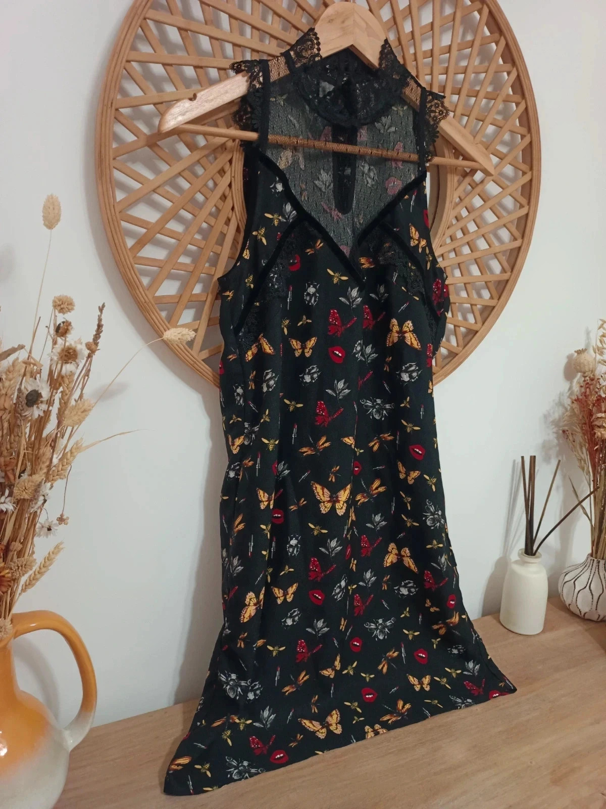 Vestido con estampado llamativo, corte recto y encaje en el cuello, talla 36, precio original 107€ – Morgan – taille S / 36 / 8 3