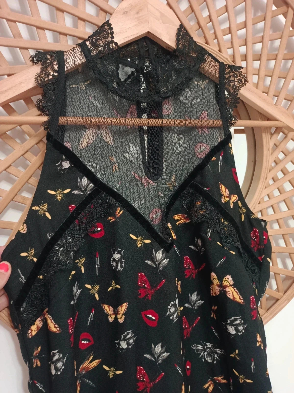 Vestido con estampado llamativo, corte recto y encaje en el cuello, talla 36, precio original 107€ – Morgan – taille S / 36 / 8 4