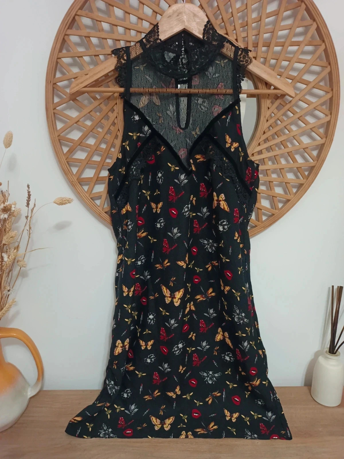 Vestido con estampado llamativo, corte recto y encaje en el cuello, talla 36, precio original 107€ – Morgan – taille S / 36 / 8 2