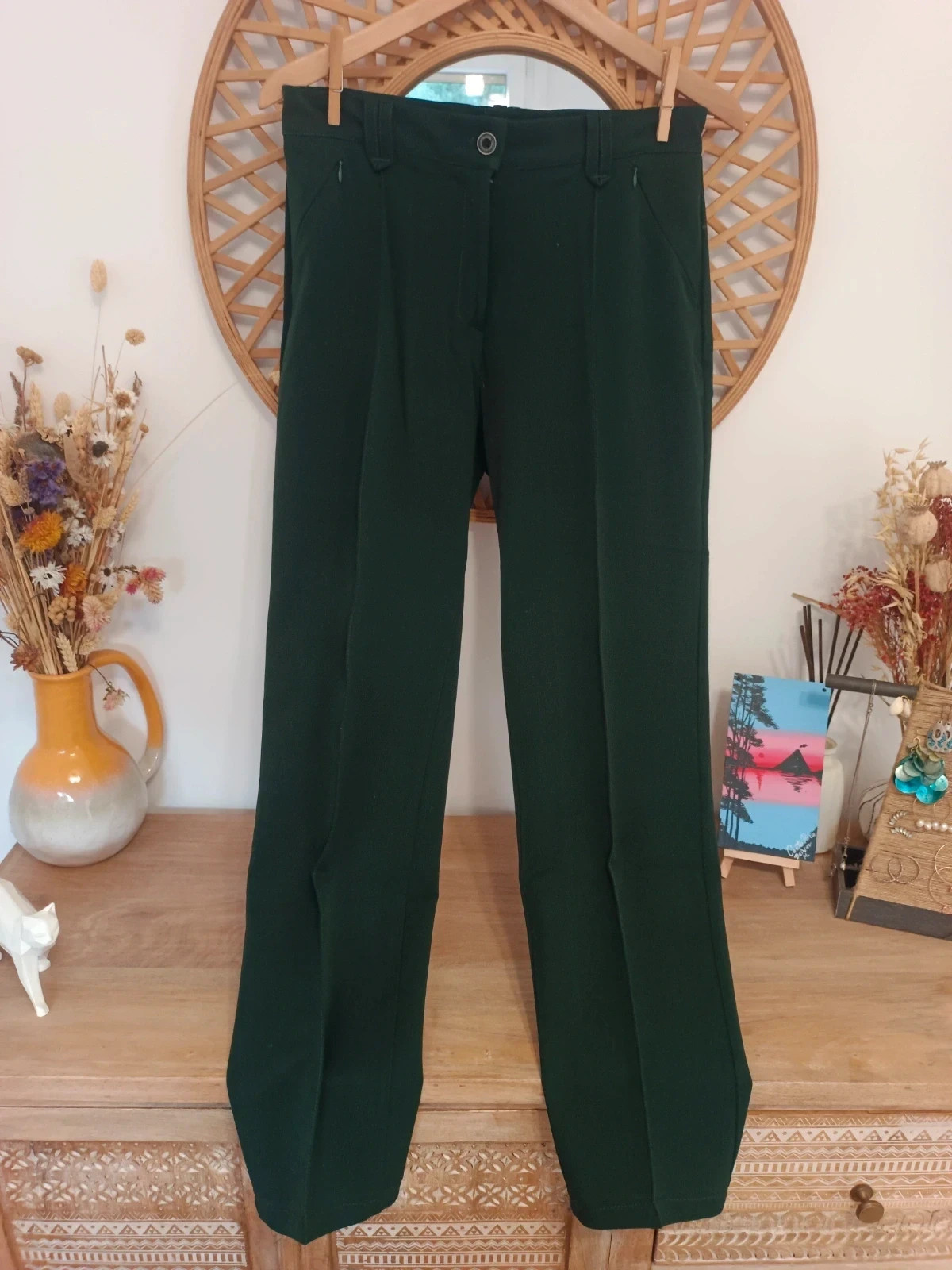 Pantalón Vestir Zanco T42 Verde Botella Clásico Recto Elegante Oficina Formal – zanco – taille XL / 42 / 14 2