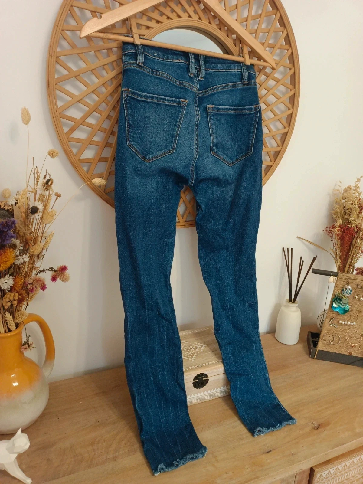 MNG Mango skinny jeans denim azul – pantalon vaquero stretch femme – raw hem – Mango – taille XS / 34 / 6 5