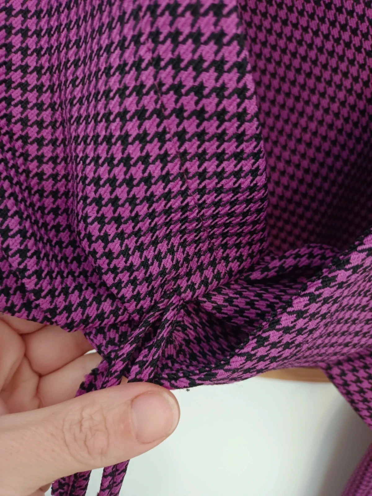 ZARA crop top pied-de-poule fucsia & noir/ decorative tie blouse / chic Parisian style / retro glam – Zara – taille M / 38 / 10 5
