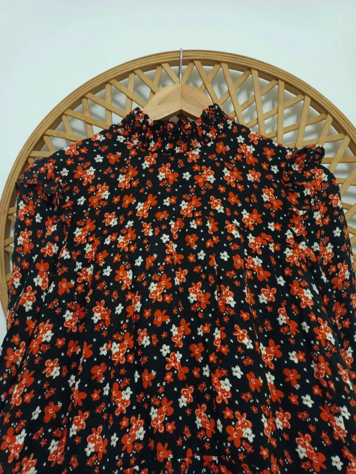 Zara floral long dress XS-S vestido largo boho romántico black red – Zara – taille XS / 34 / 6 5