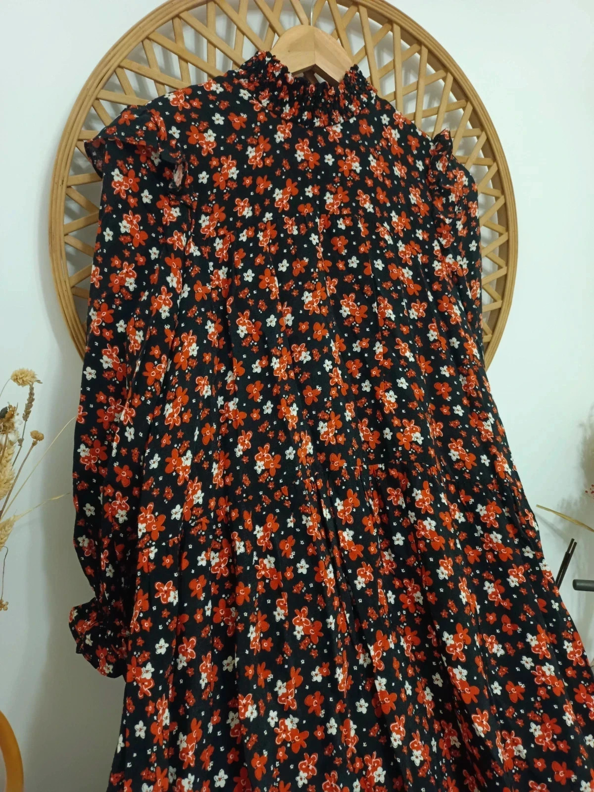 Zara floral long dress XS-S vestido largo boho romántico black red – Zara – taille XS / 34 / 6 3