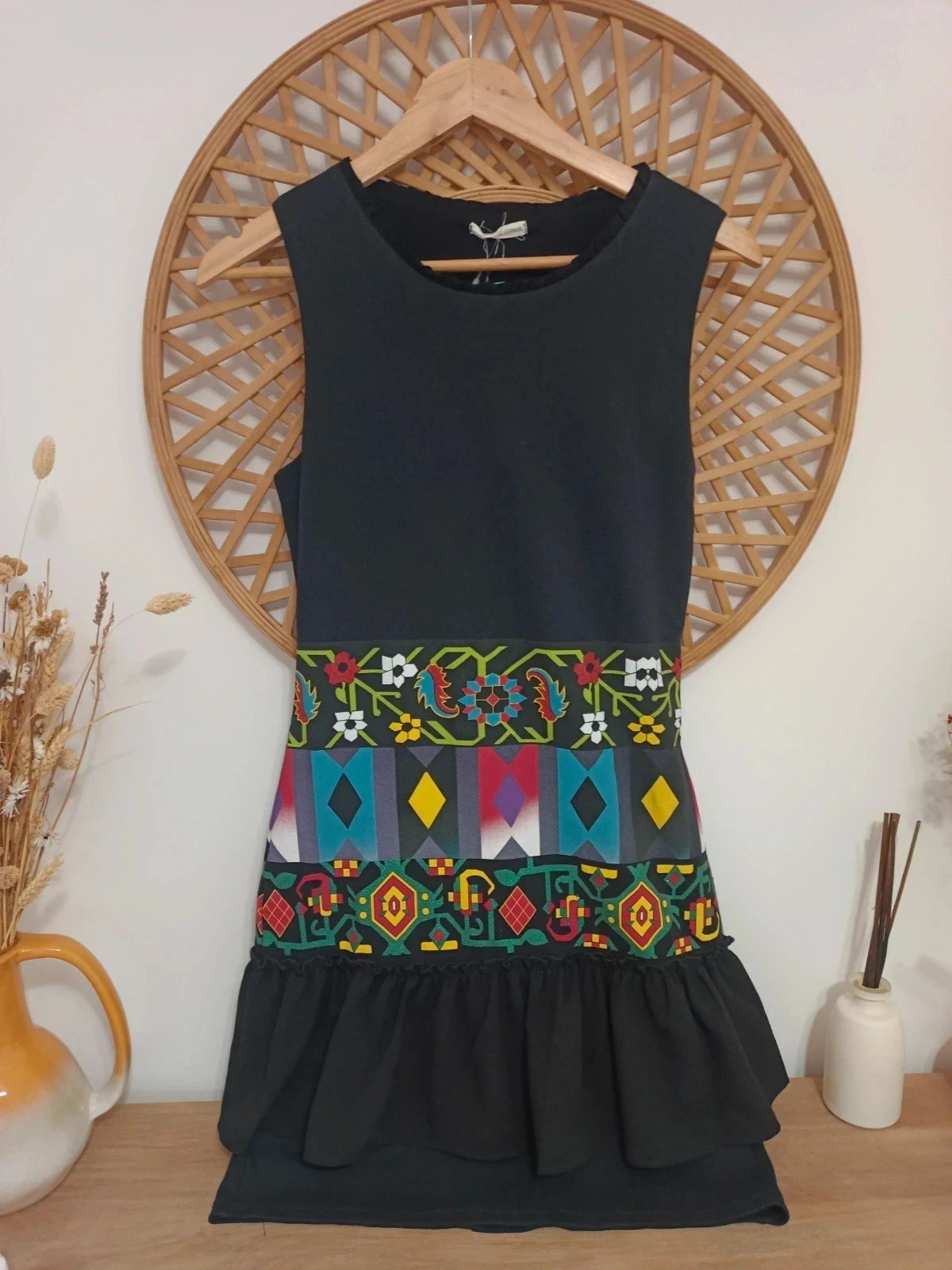 Vestido de tirantes con cinturilla de colores y falda con volante, talla S-M – Fermir, Desigual – taille S / 36 / 8 2