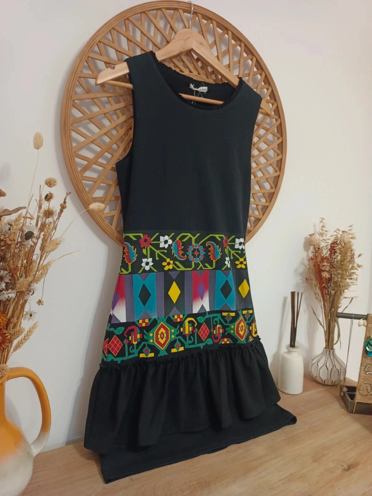 Vestido de tirantes con cinturilla de colores y falda con volante, talla S-M – Fermir, Desigual – taille S / 36 / 8 3