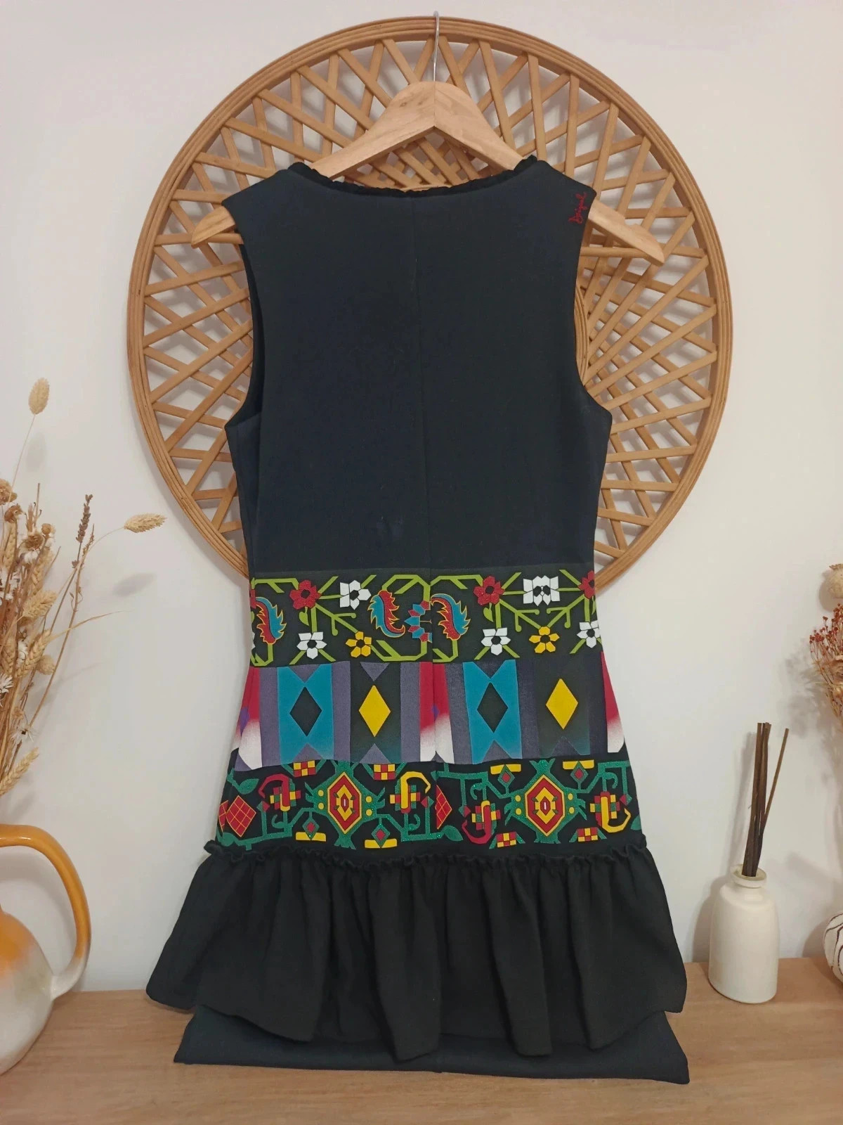 Vestido de tirantes con cinturilla de colores y falda con volante, talla S-M – Fermir, Desigual – taille S / 36 / 8 4