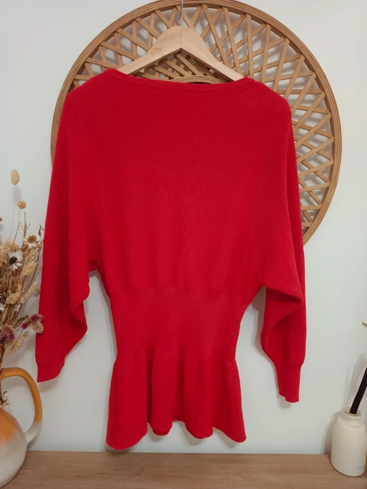 Vestido Knit Peplum Rouge • Red Elegant Dress • Robe Rouge Chic • Abito Rosso Femminile – Zara – taille S / 36 / 8 4