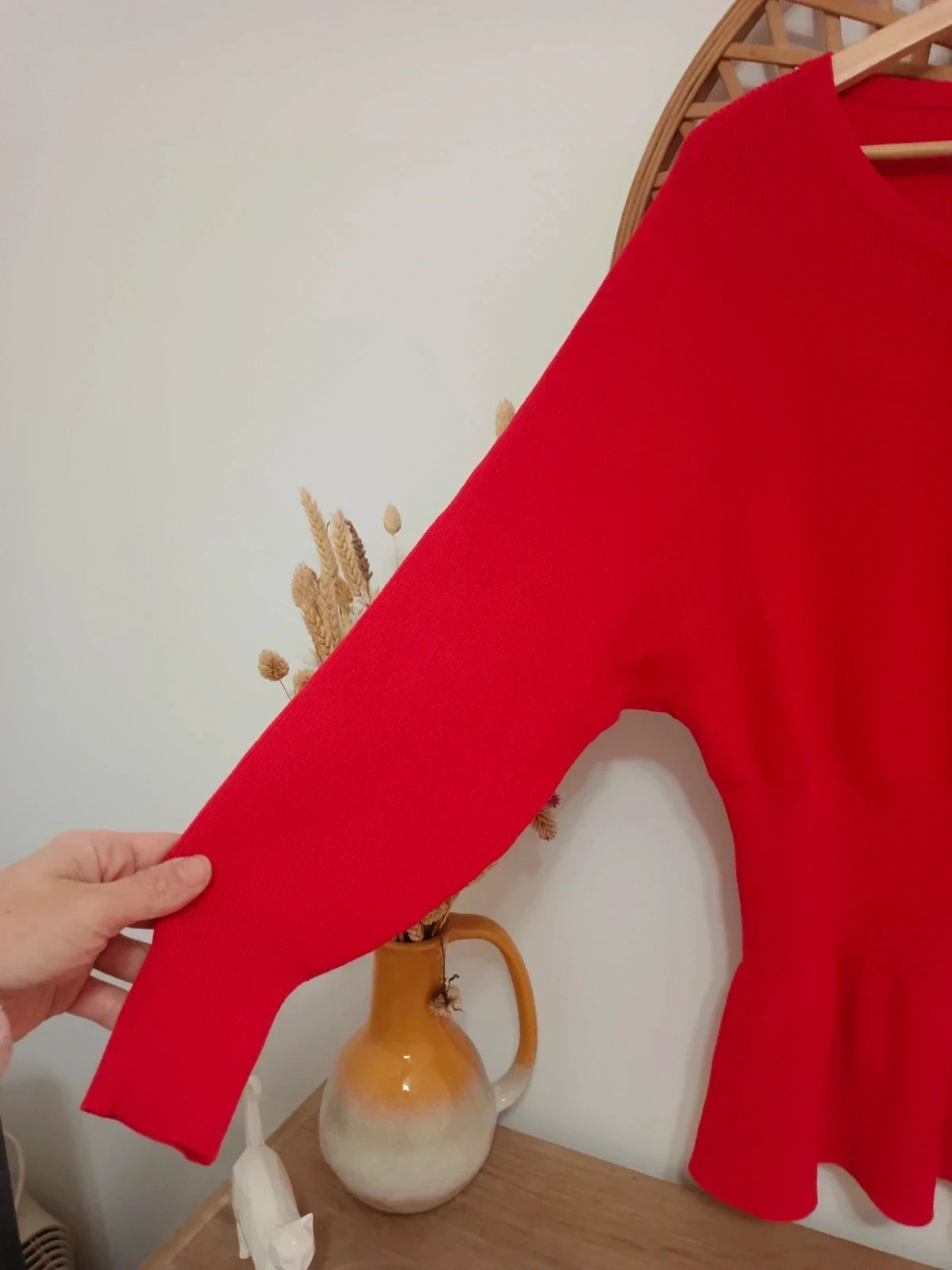 Vestido Knit Peplum Rouge • Red Elegant Dress • Robe Rouge Chic • Abito Rosso Femminile – Zara – taille S / 36 / 8 5