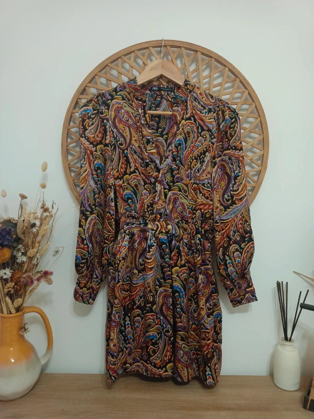 ZARA Paisley Satin Dress XS Boho Chic Vestido Estampado Multicolor XS-S – Zara – taille XS / 34 / 6 2