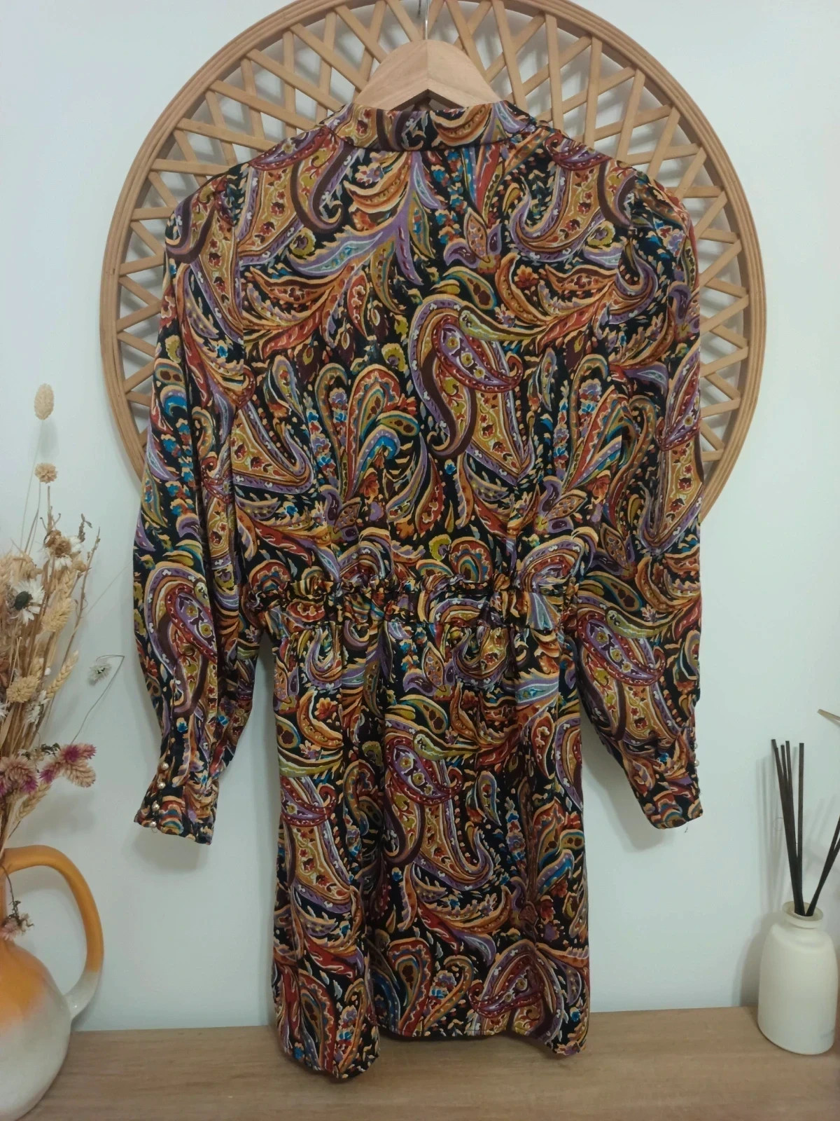 ZARA Paisley Satin Dress XS Boho Chic Vestido Estampado Multicolor XS-S – Zara – taille XS / 34 / 6 5