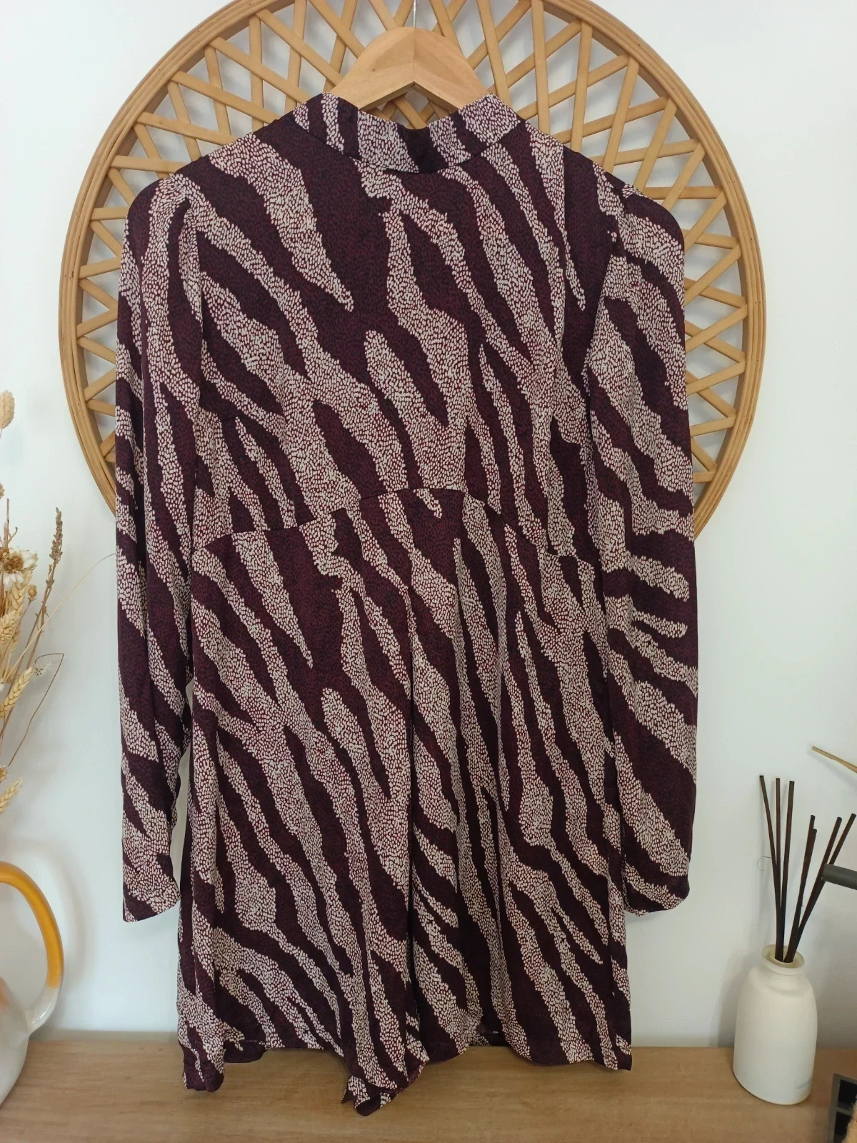 Vestido Zebra Burgundy – Lexy Stewart Robe Animal Print Chic Herbst Dress – Lexy Stewart – taille M / 38 / 10 2