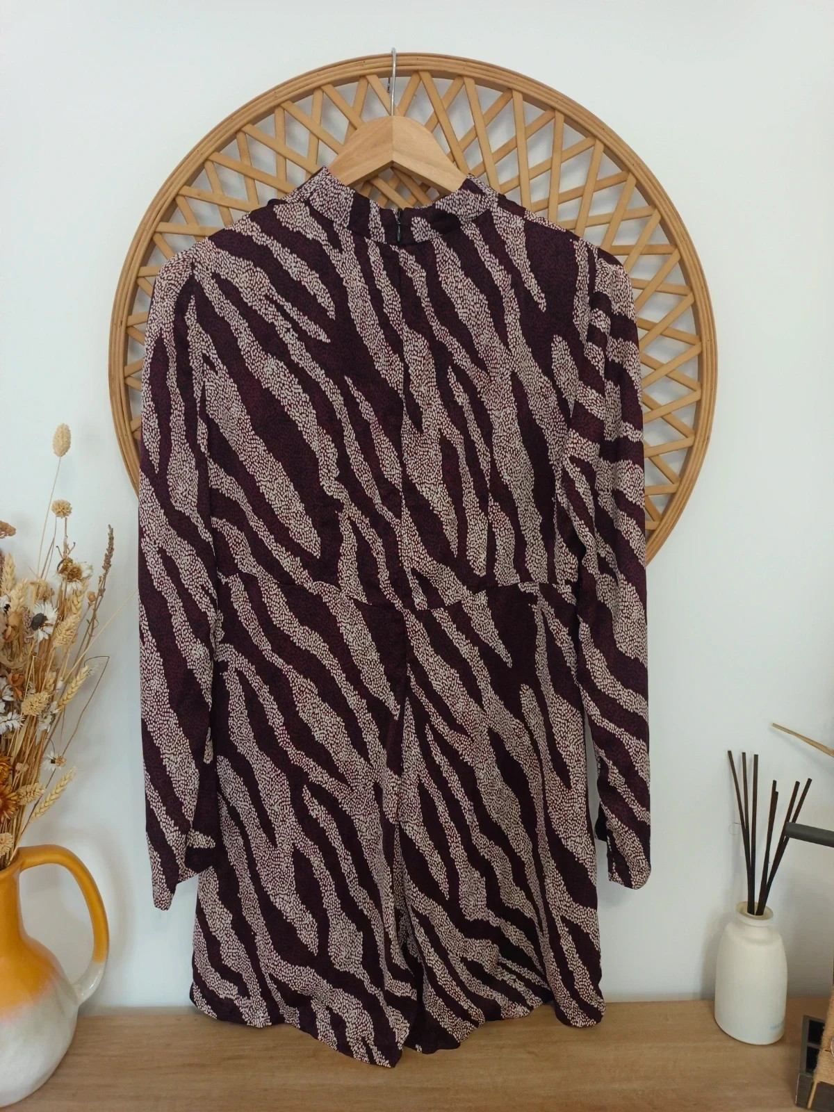 Vestido Zebra Burgundy – Lexy Stewart Robe Animal Print Chic Herbst Dress – Lexy Stewart – taille M / 38 / 10 4