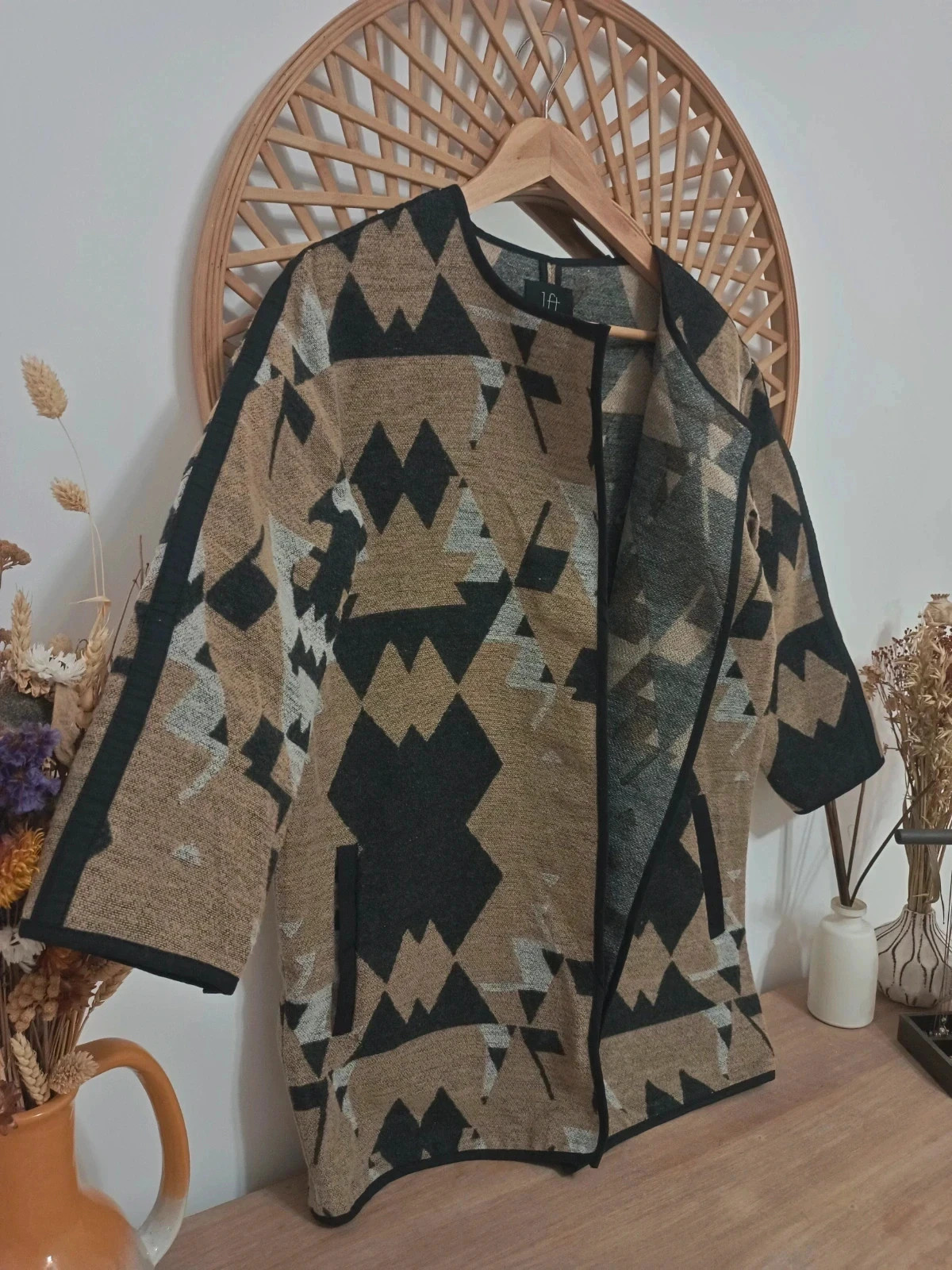 Chaqueta boho étnica LFT abierta tonos tierra Talla S – Lefties – taille S / 36 / 8 3