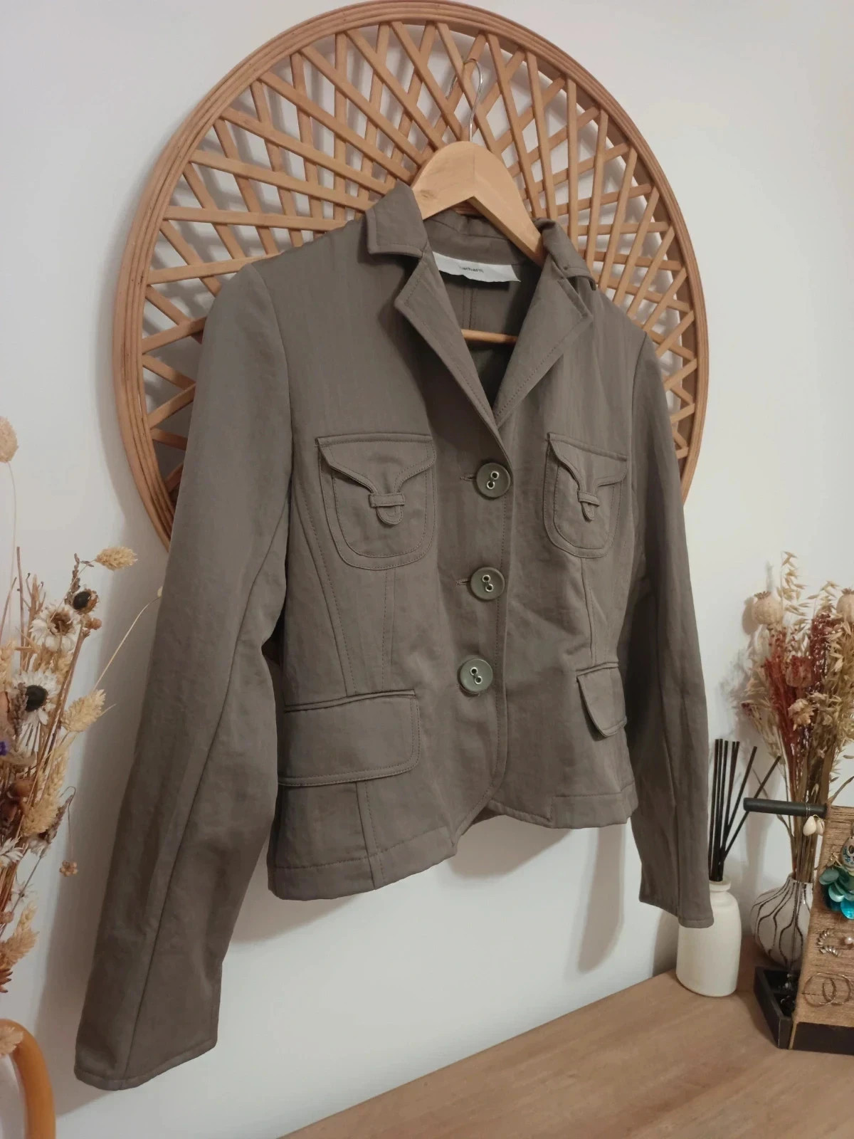 Cacharel satin blazer jacket taupe brillante elegante americana corta soirée – Cacharel – taille S / 36 / 8 3