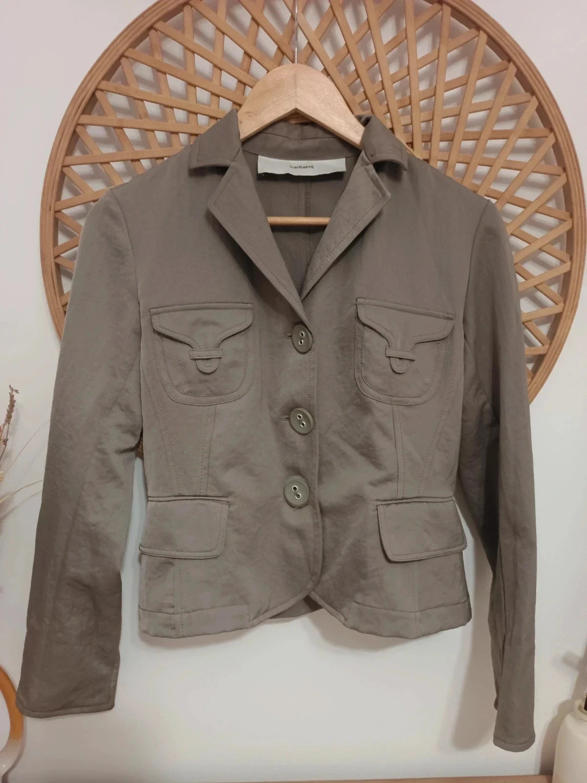 Cacharel satin blazer jacket taupe brillante elegante americana corta soirée – Cacharel – taille S / 36 / 8 2