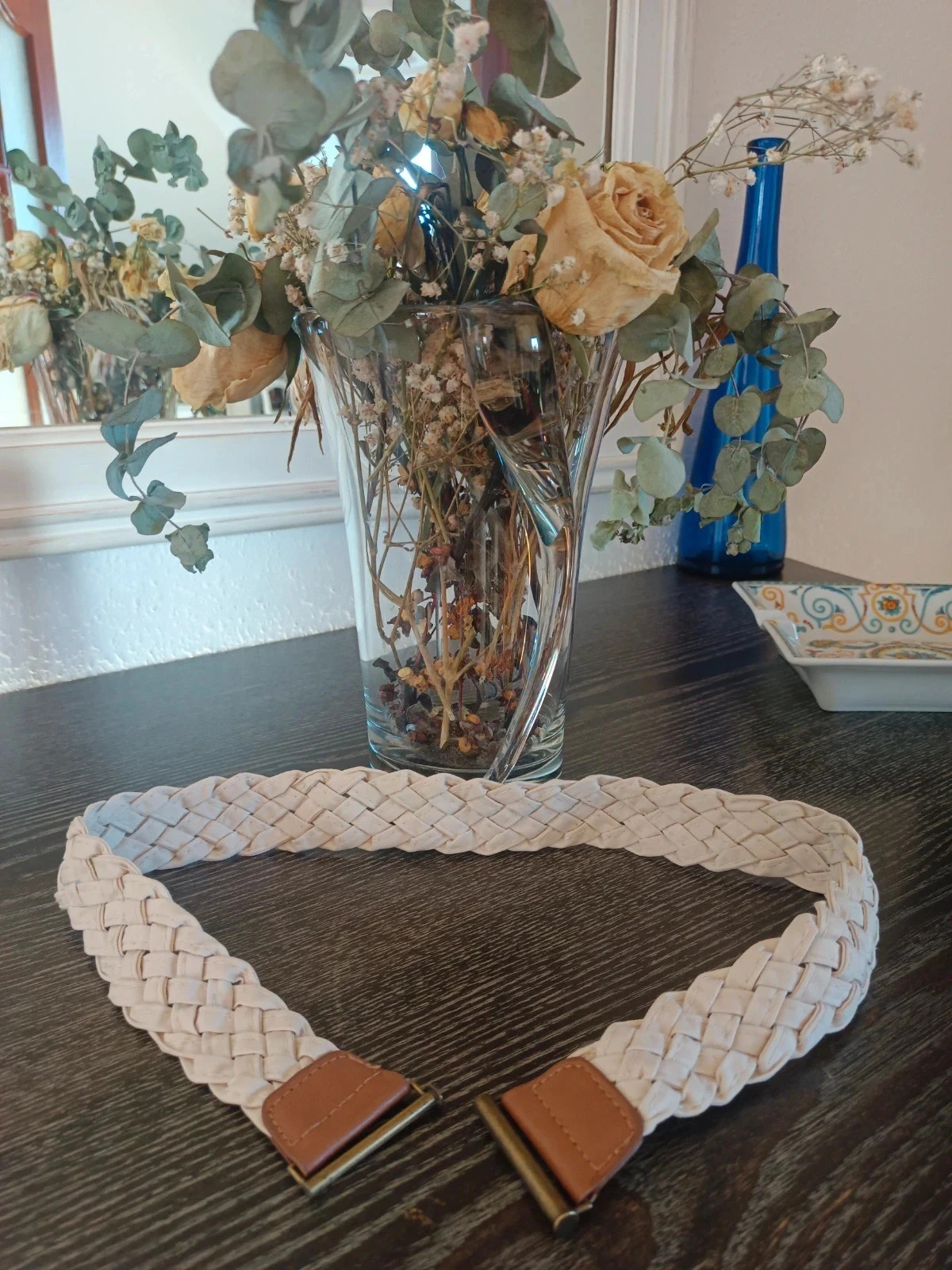 Cinturón blanco crema con estilo trenzado y detalle delantero en marron – taille 75 cm 2