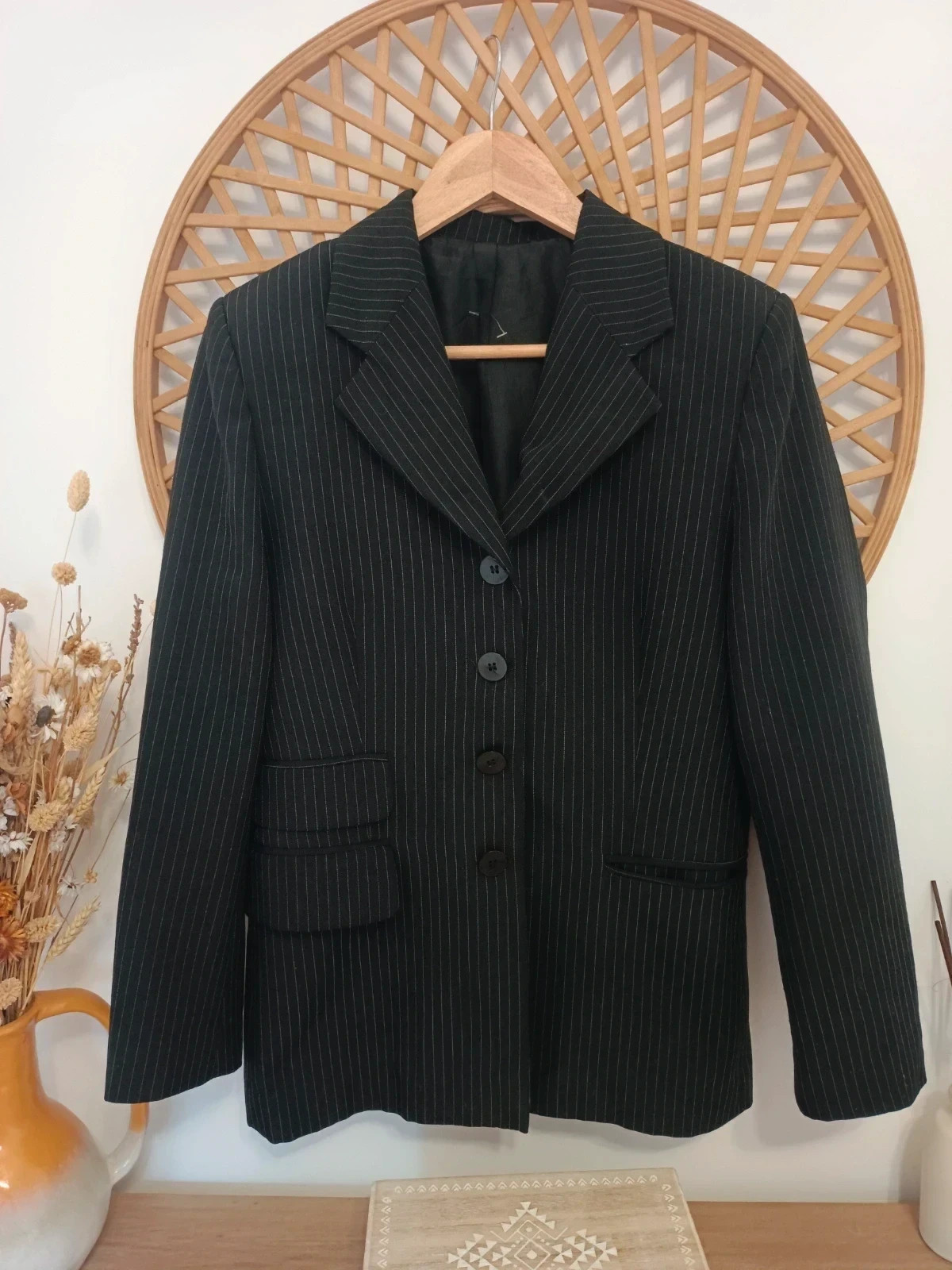 Blazer negra raya diplomática Saint-Trop sastrería clásica elegant pinstripe jacket – Saint trop – taille M / 38 / 10 2