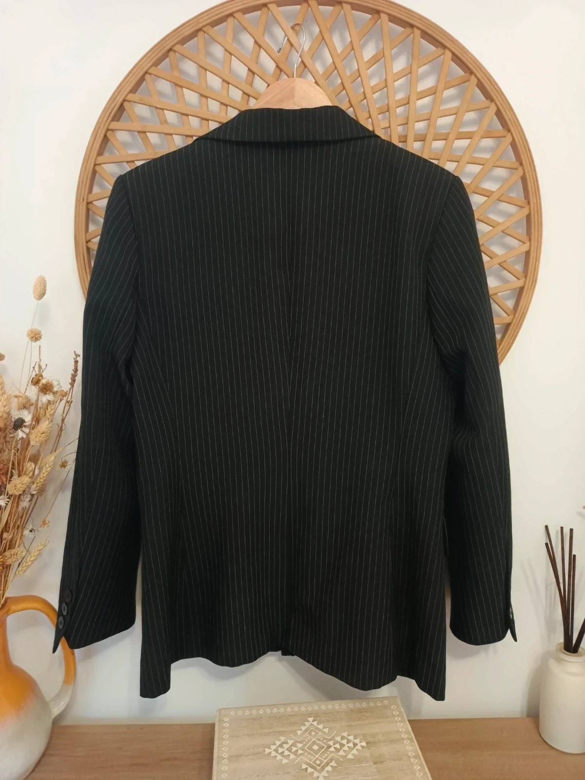 Blazer negra raya diplomática Saint-Trop sastrería clásica elegant pinstripe jacket – Saint trop – taille M / 38 / 10 4