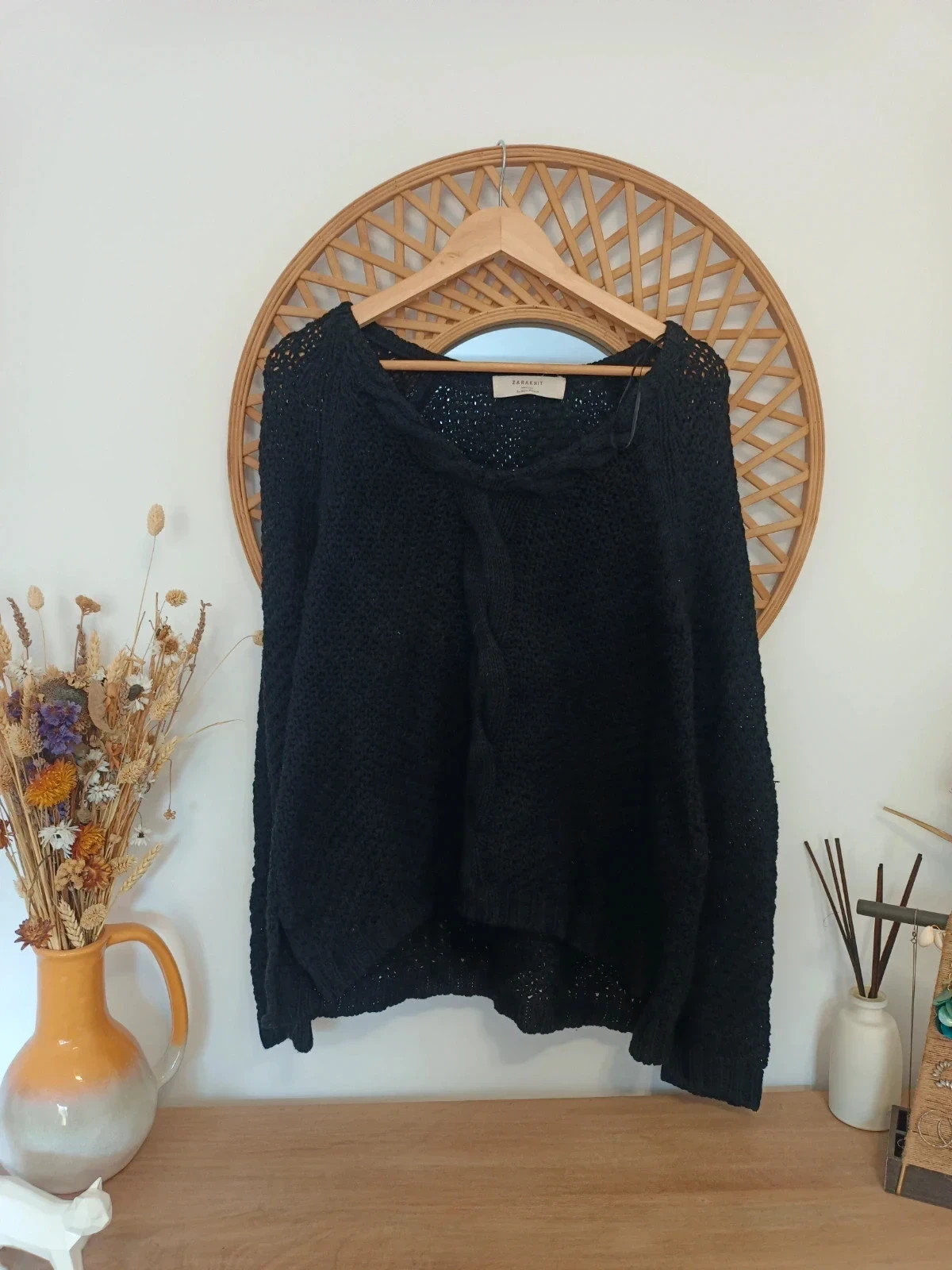Zara Knit sweater pull jersey negro algodón size M cozy