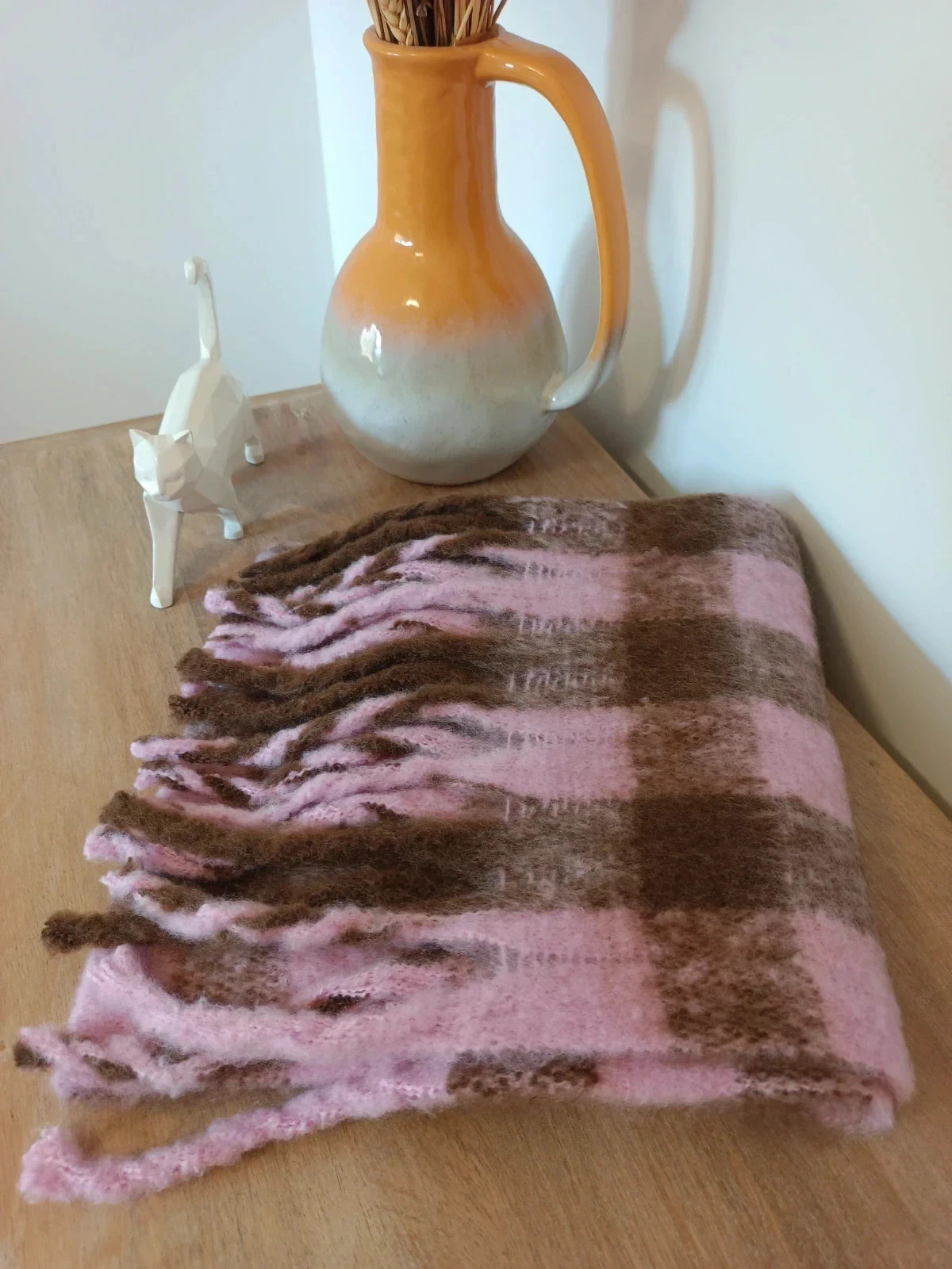 Bufanda scarf écharpe a cuadros rosa & marrón | soft wool look | cozy winter accessory – Local – taille Taille unique 4