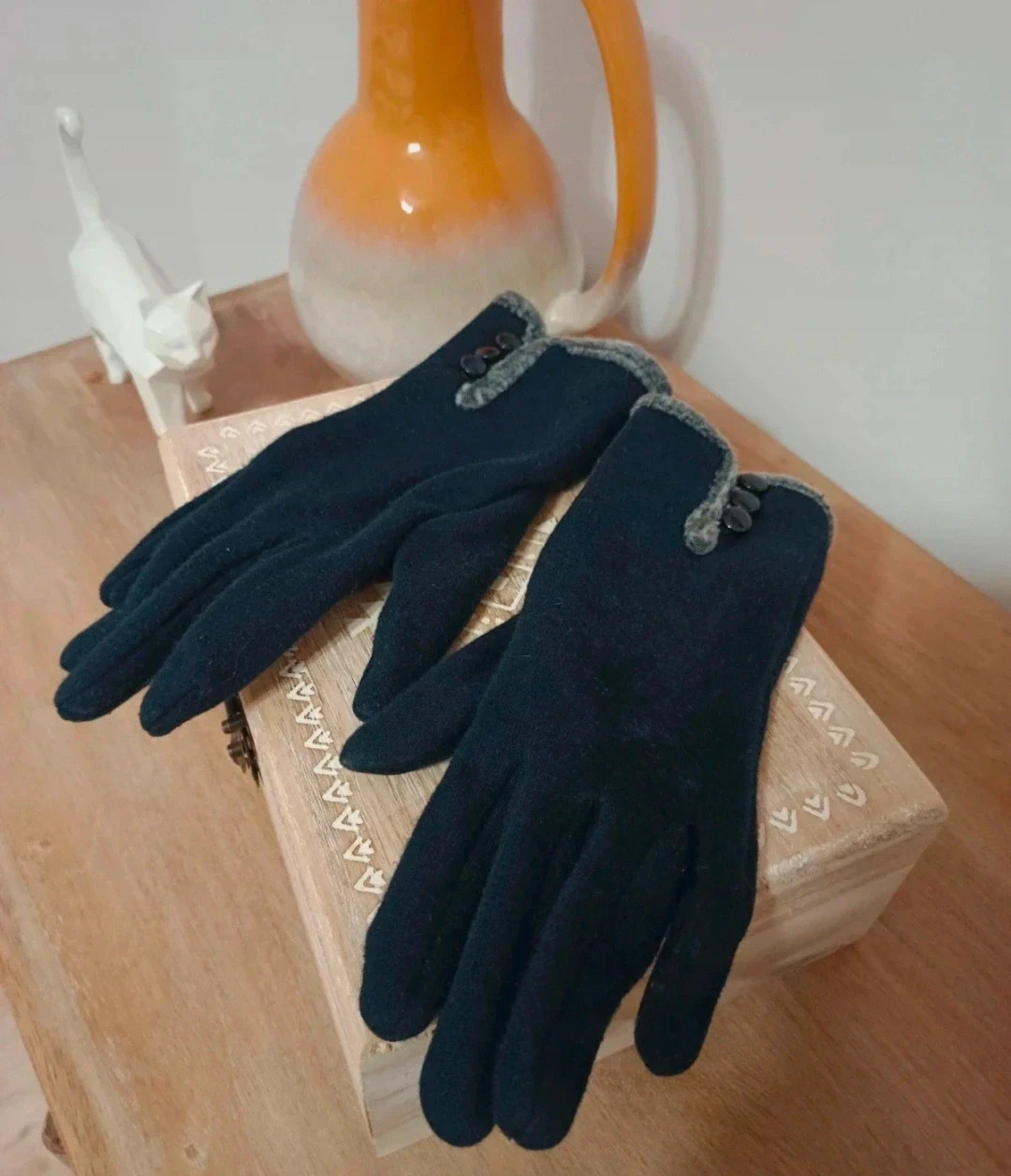Guantes 100%algodón azul marino, muy calentitos – taille S 2