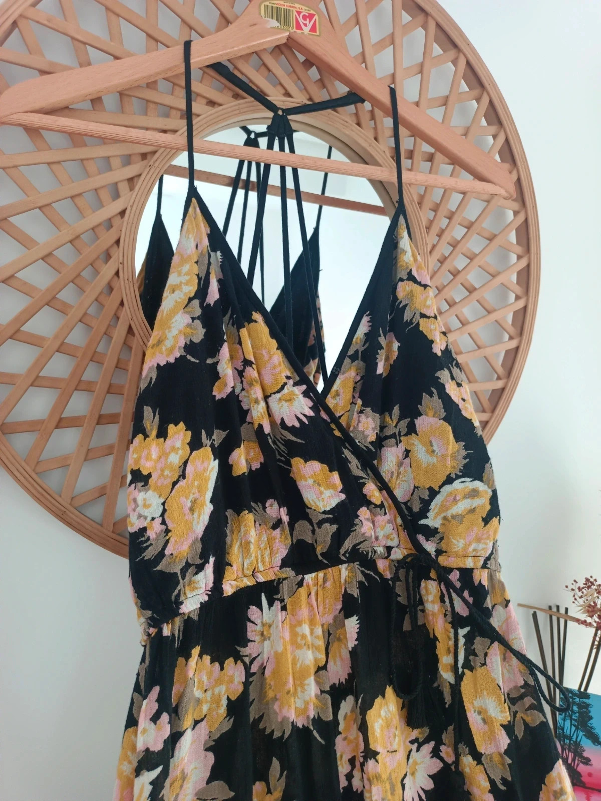 Vestido Boho Floral Largo BOG Collective M Black Floral Wrap Dress Festival Summer – Band of Gypsies – taille M / 38 / 10 2