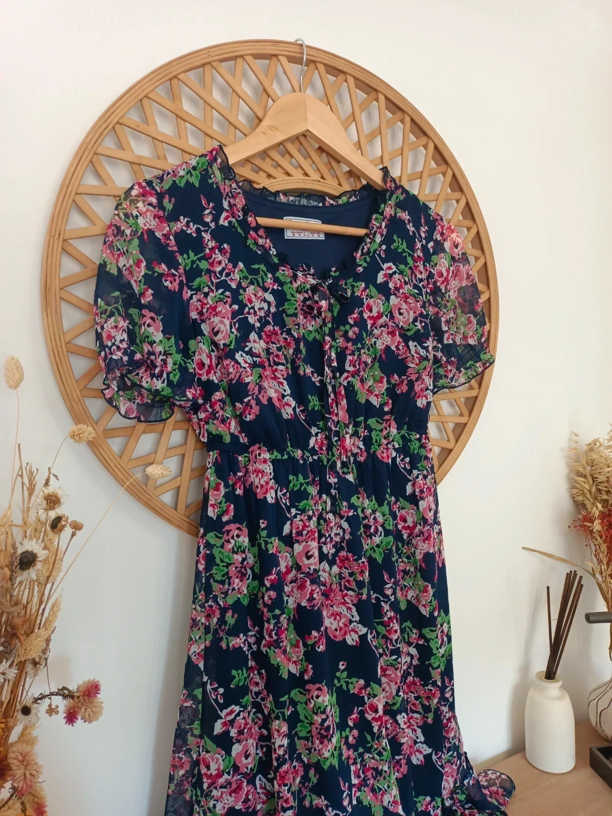 Garden Romantic Floral Dress Vestido Azul Marino Flores Robe Fleurie Sommer Kleid – Garden Romantic – taille S / 36 / 8 3
