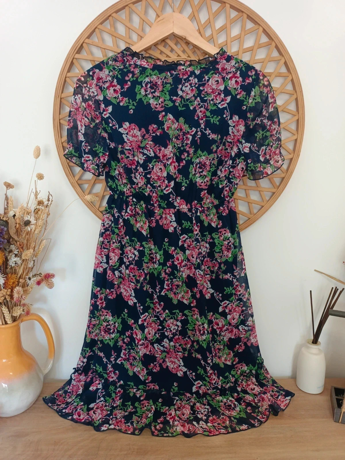 Garden Romantic Floral Dress Vestido Azul Marino Flores Robe Fleurie Sommer Kleid – Garden Romantic – taille S / 36 / 8 4