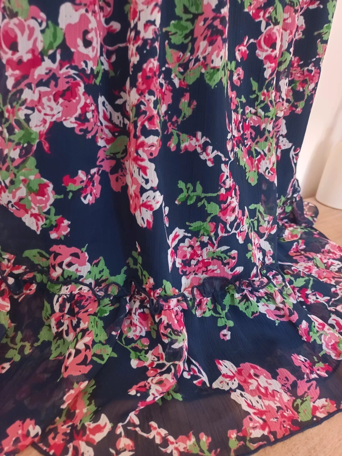Garden Romantic Floral Dress Vestido Azul Marino Flores Robe Fleurie Sommer Kleid – Garden Romantic – taille S / 36 / 8 5