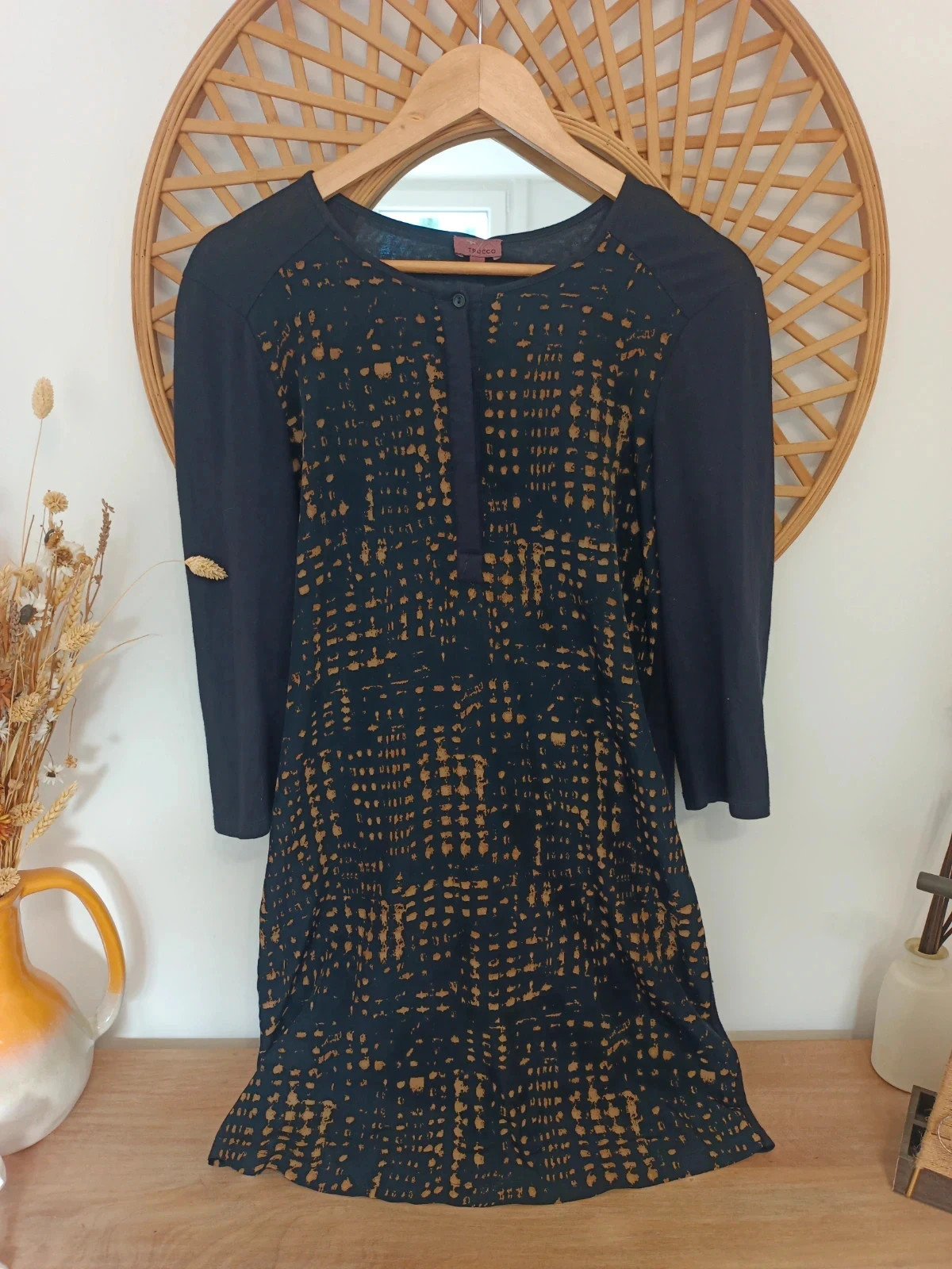 Vestido Trucco EUR 36 – printed dress navy gold – blusón elegante mujer – Trucco – taille S / 36 / 8 2