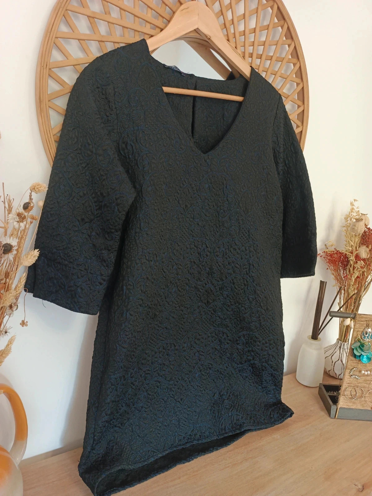 Vestido NKN Nekane negro jacquard relieve escote V talla M hecho en Francia – NKN Nekane – taille M / 38 / 10 3