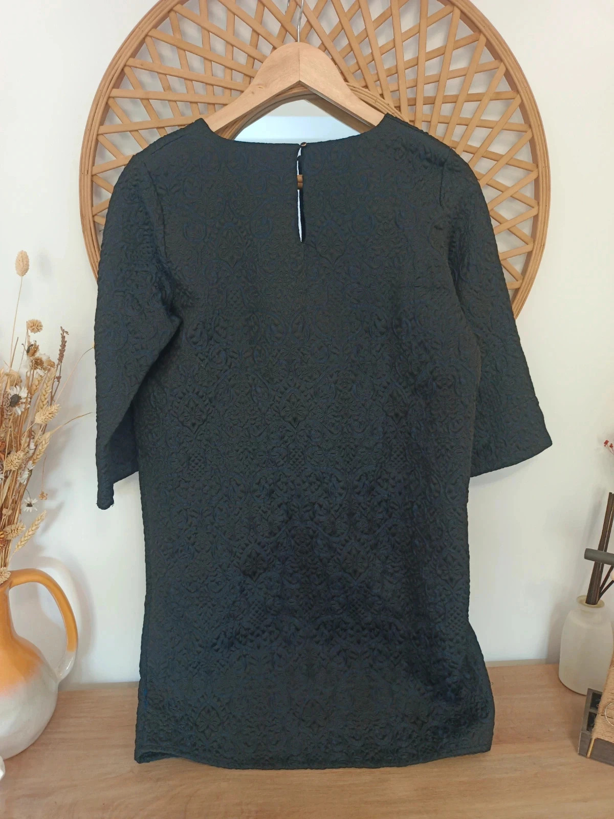 Vestido NKN Nekane negro jacquard relieve escote V talla M hecho en Francia – NKN Nekane – taille M / 38 / 10 4