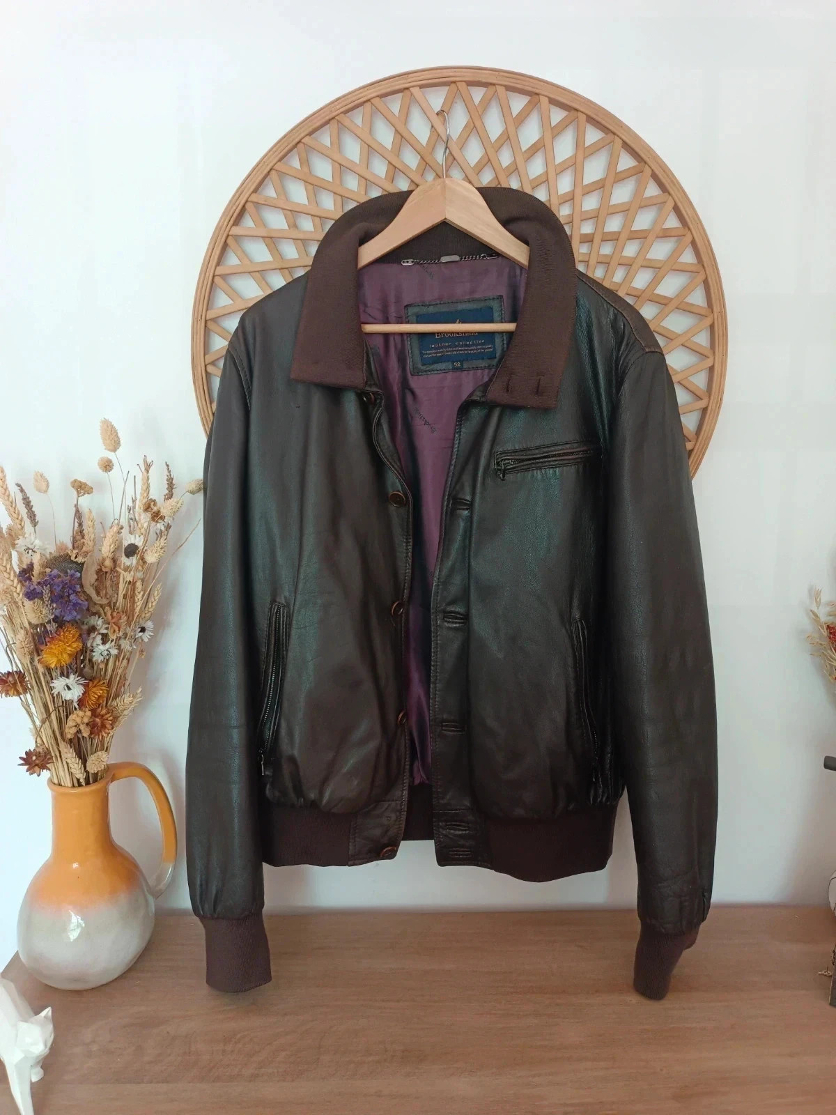 chaqueta premium vintage de cuero auténtico de la colección Brookshield Leather Collection – Brooksfield – taille L
