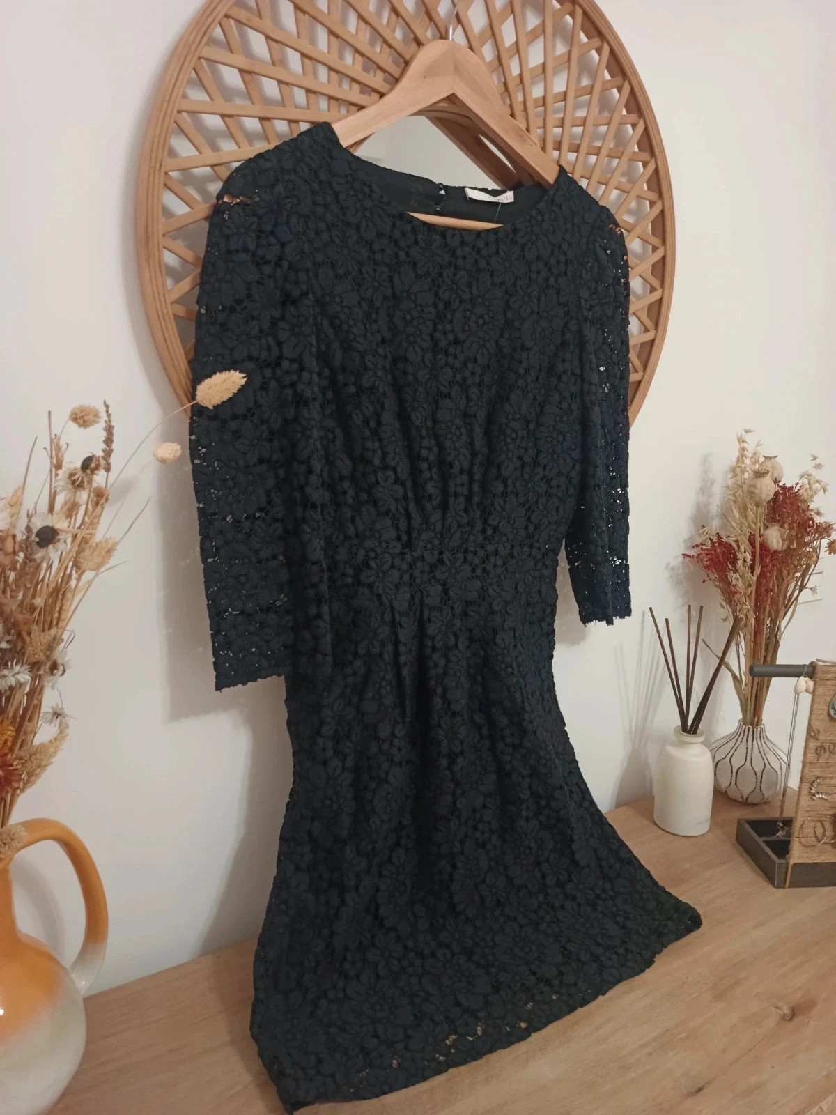 Vestido negro de encaje floral de la marca Camaïeu, talla S – Camaïeu – taille S / 36 / 8 3