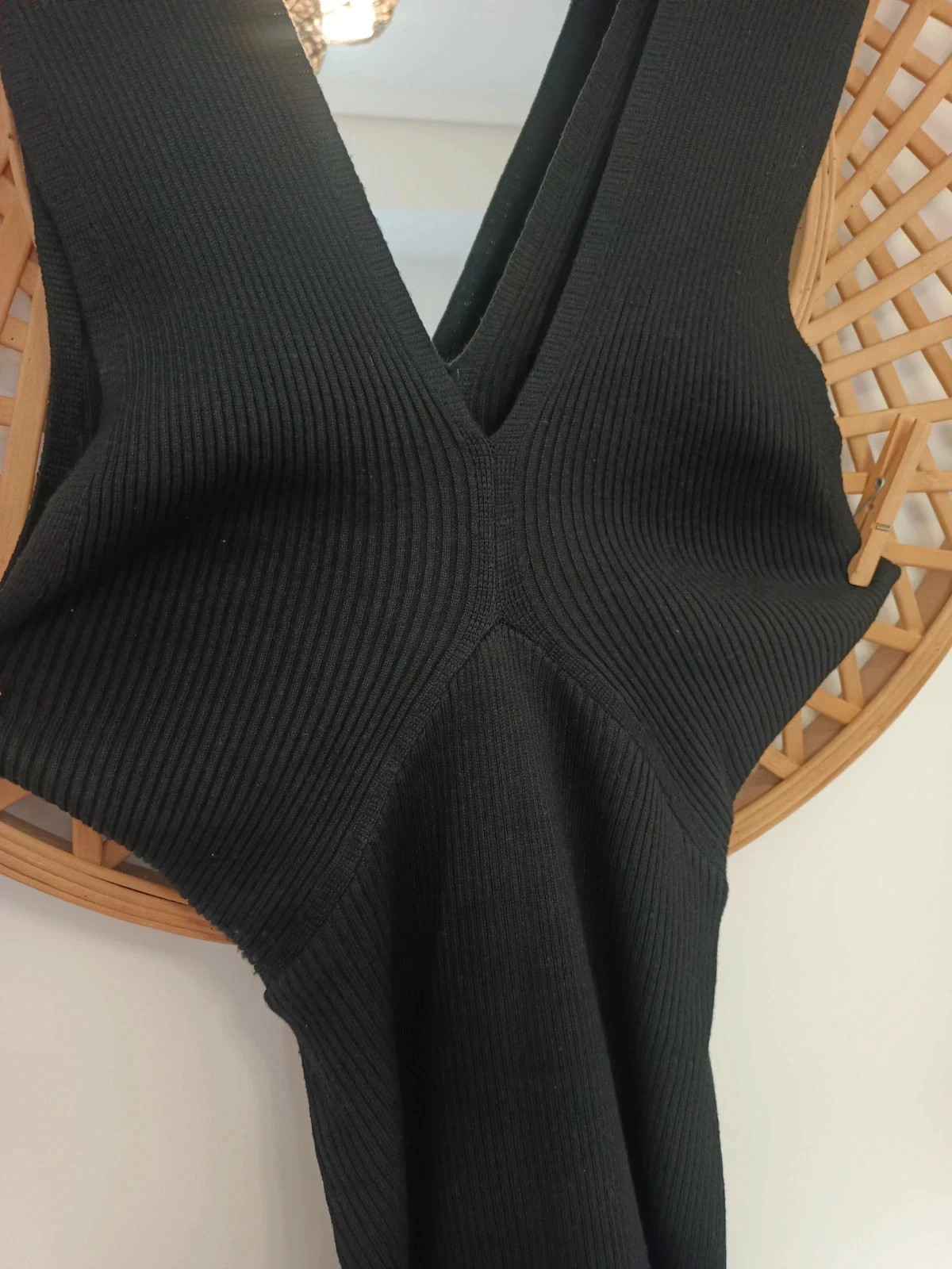 Vestido Golden Days Paris – black ribbed dress TU – vestido canalé escote profundo – Golden Days – taille Taille unique 4
