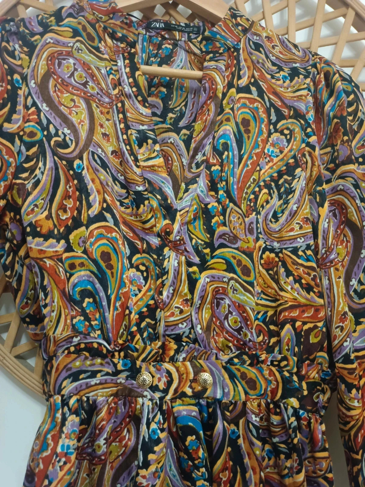 ZARA floral dress / robe fleurie / vestido flores burdeos multicolor manga larga – Zara – taille M / 38 / 10 5