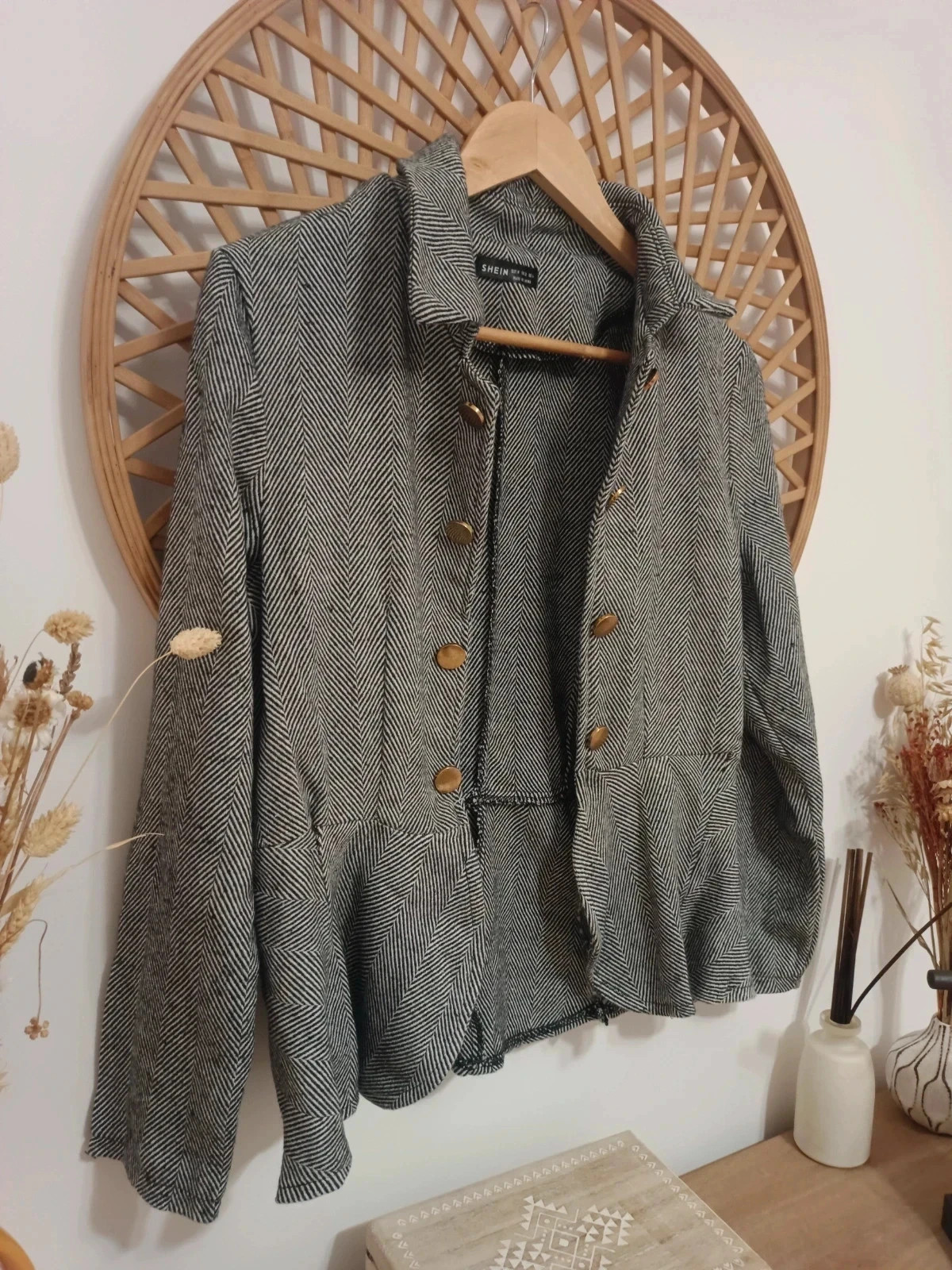Chaqueta corta espiga con volante, talla M – Shein – taille M / 38 / 10 3