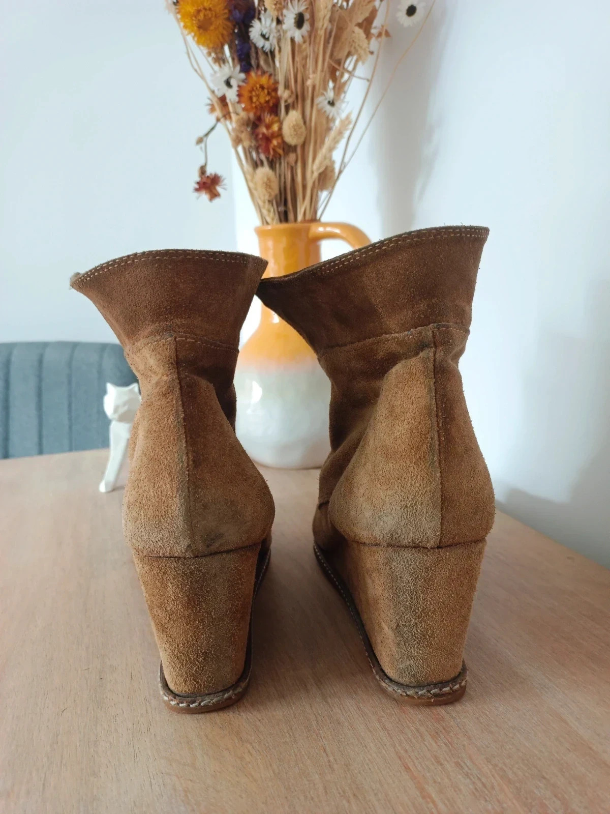 Pedro Miralles Suede Ankle Boots Botines Cuña Piel Ante Brown Chic – Pedro Miralles – taille 39 4